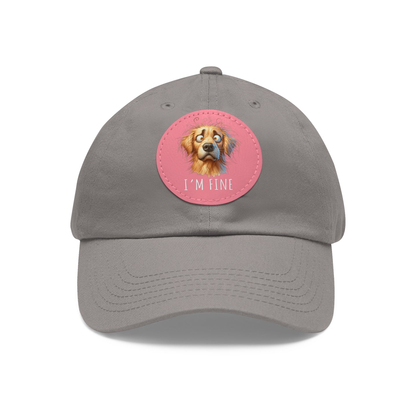 I'm Fine Funny Golden Retriever Hat with Leather Patch