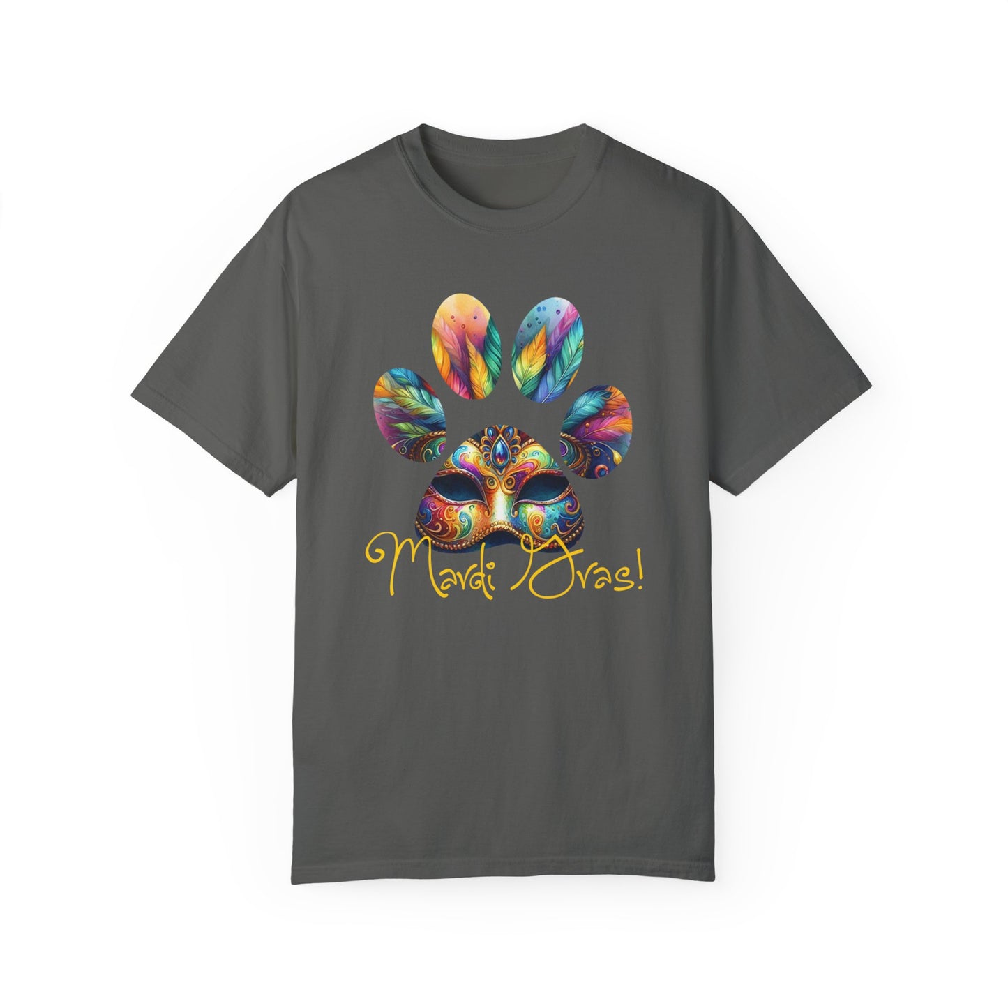 Mardi Gras Paw Print Unisex Garment-Dyed T-shirt