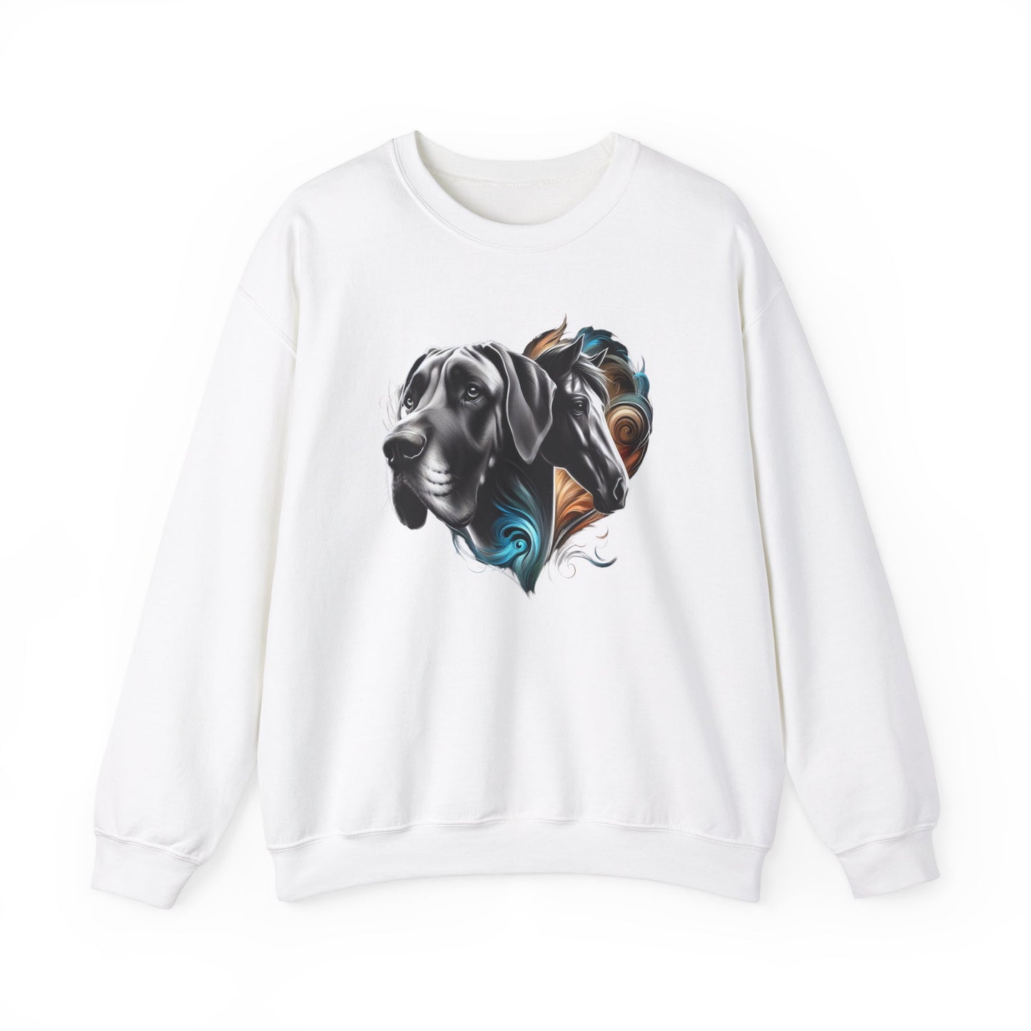 Great Dane with Horse Unisex Heavy Blend™ Crewneck Sweatshirt