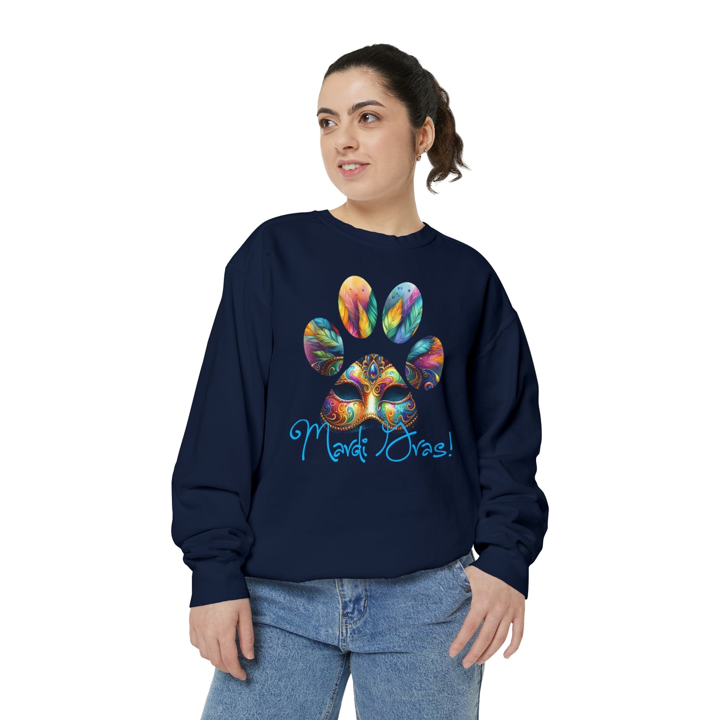 Mardi Gras Paw Print Unisex Garment-Dyed Sweatshirt