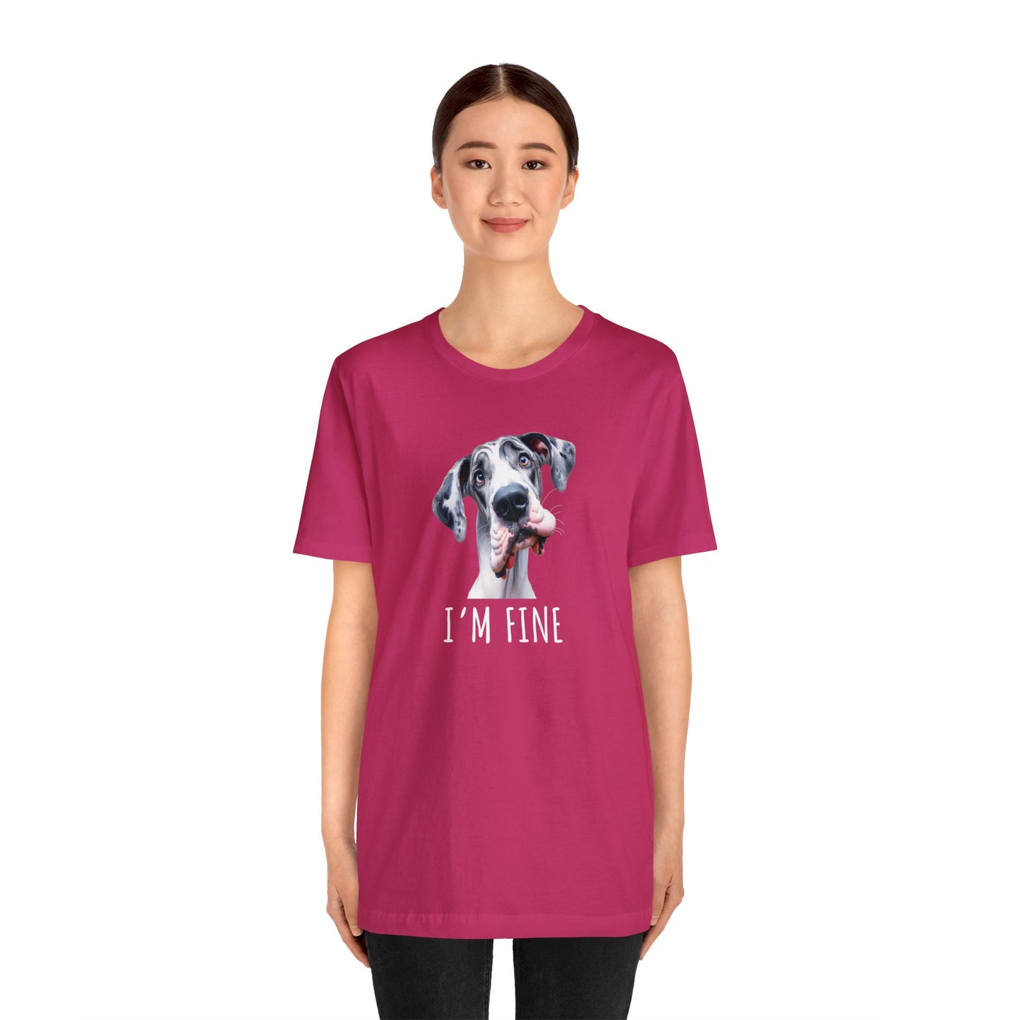 Harlequin Great Dane" I'm Fine" Sarcastic Tee