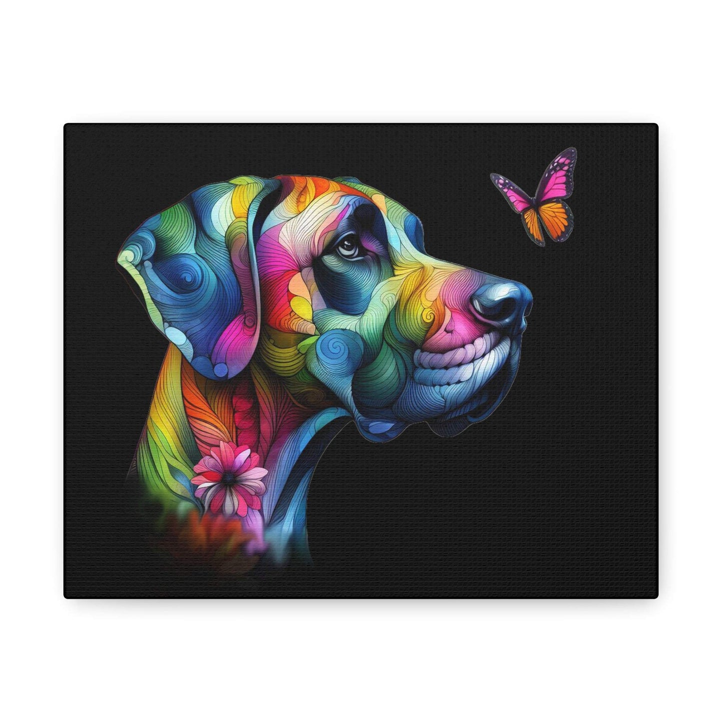 Neon Floral Abstract Great Dane Canvas Gallery Wraps - Four More Paws