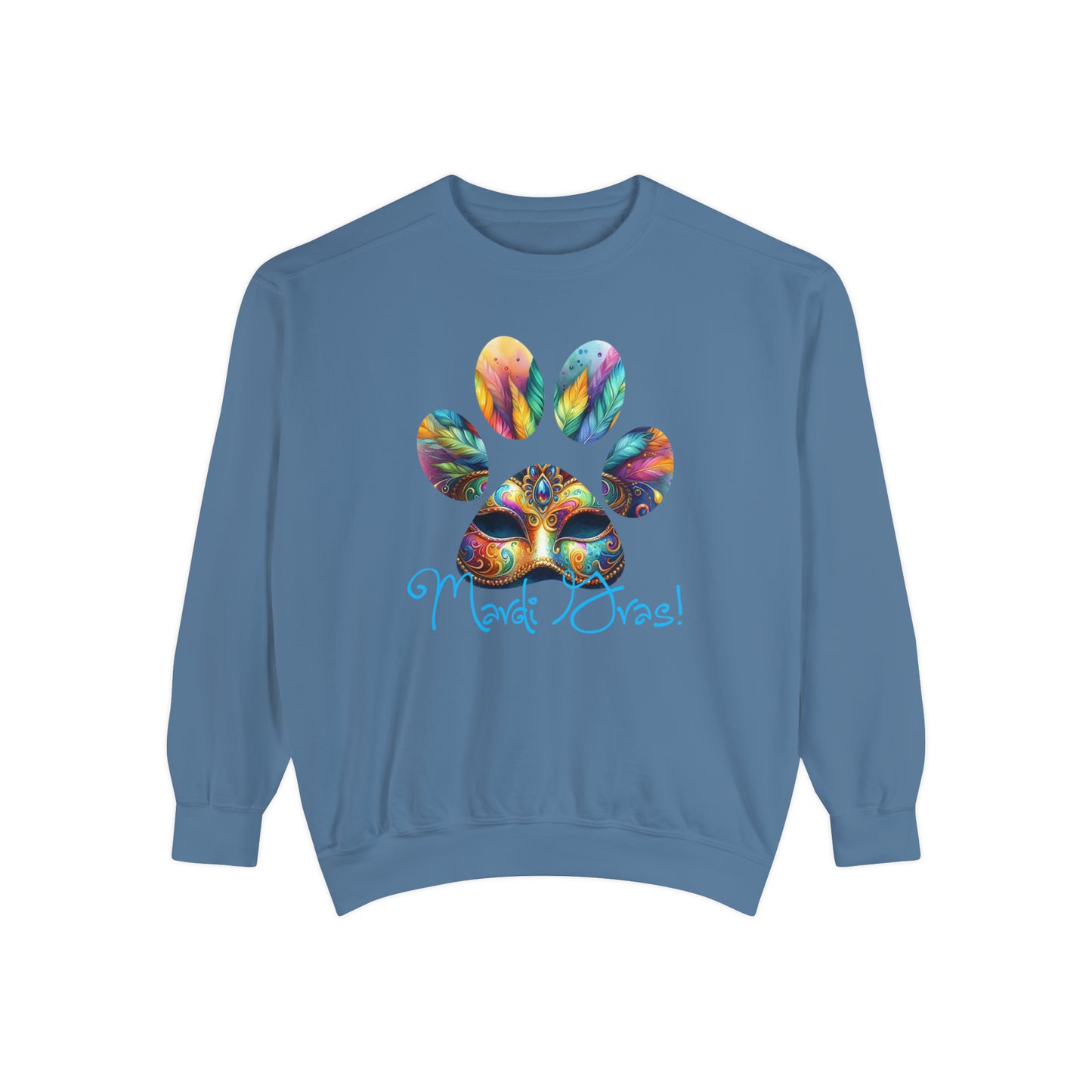 Mardi Gras Paw Print Unisex Garment-Dyed Sweatshirt