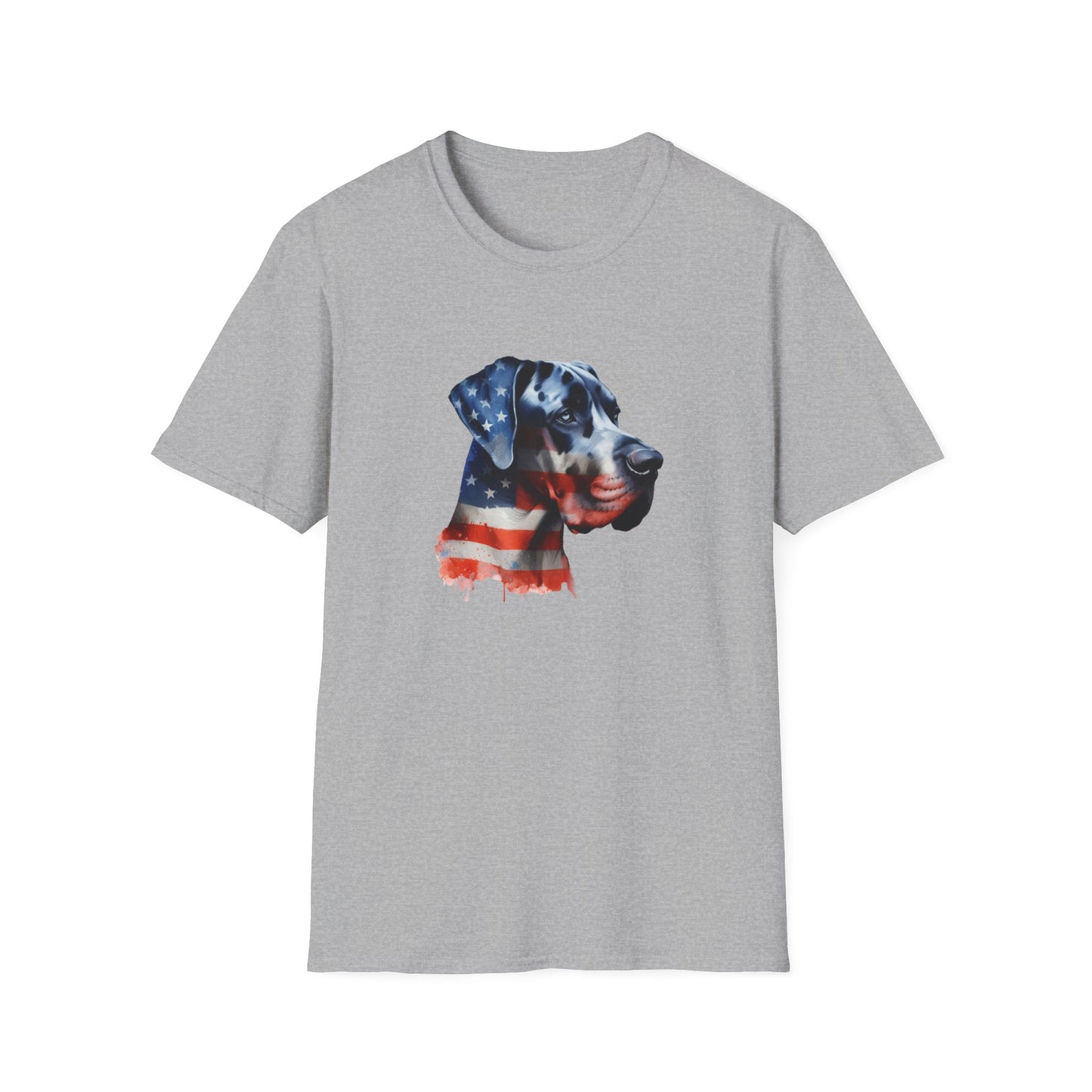 Patriotic Great Dane Unisex Softstyle T-Shirt - Four More Paws