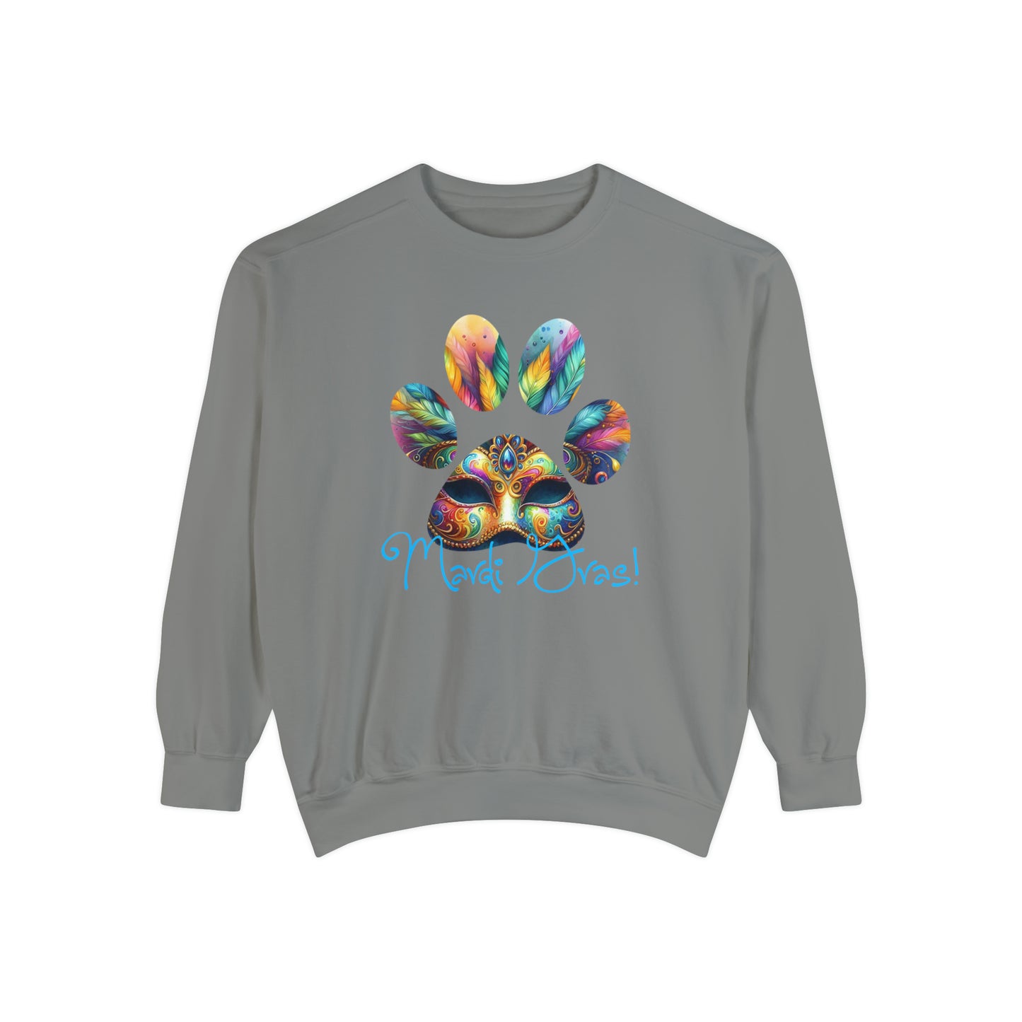 Mardi Gras Paw Print Unisex Garment-Dyed Sweatshirt