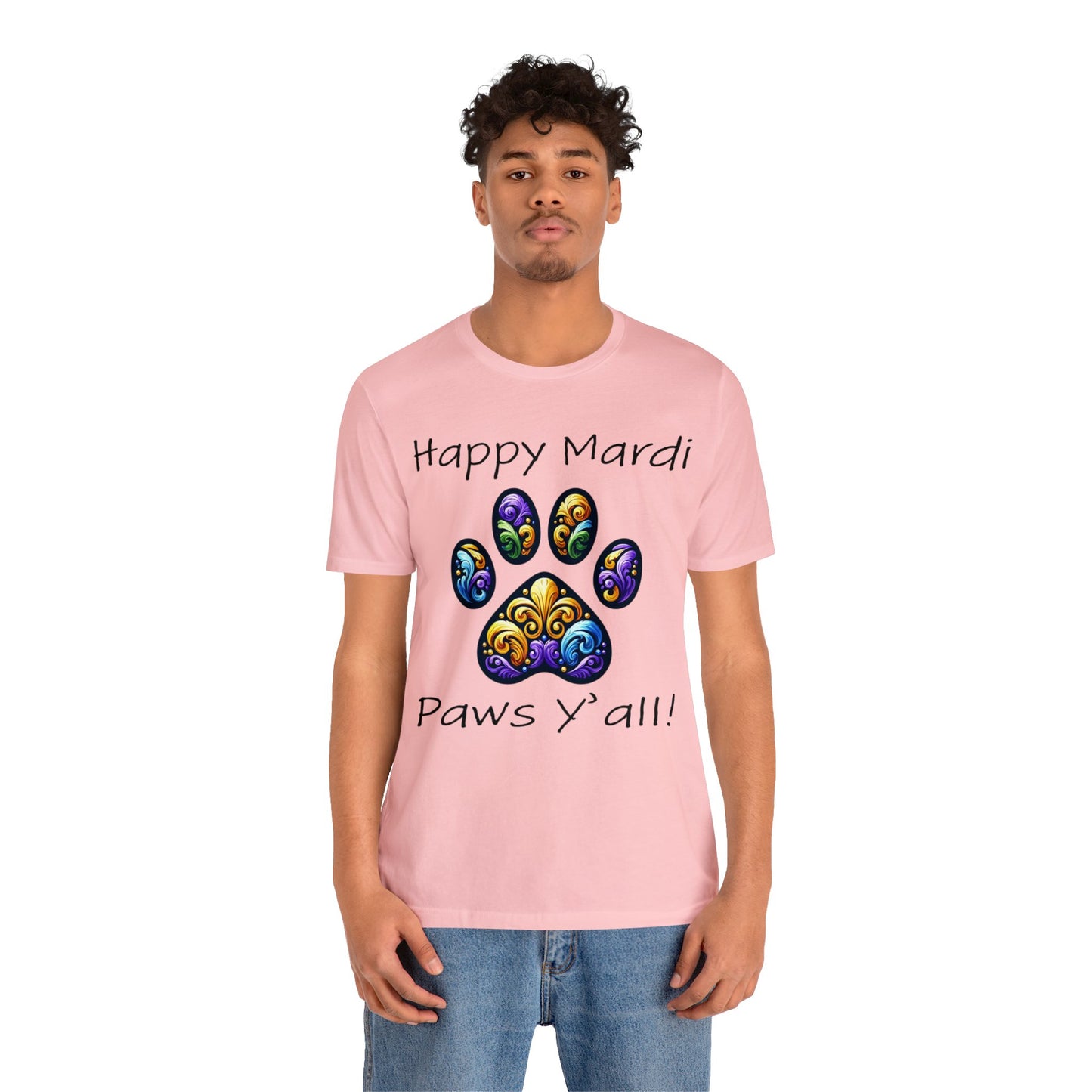 Happy Mardi Paws Y'all Jersey Tee shirt, Dog mom Mardi Gras, New Orleans Mardi Gras Parade, Mardi Gras Lover, NOLA Tee Shirt, Animal Lover