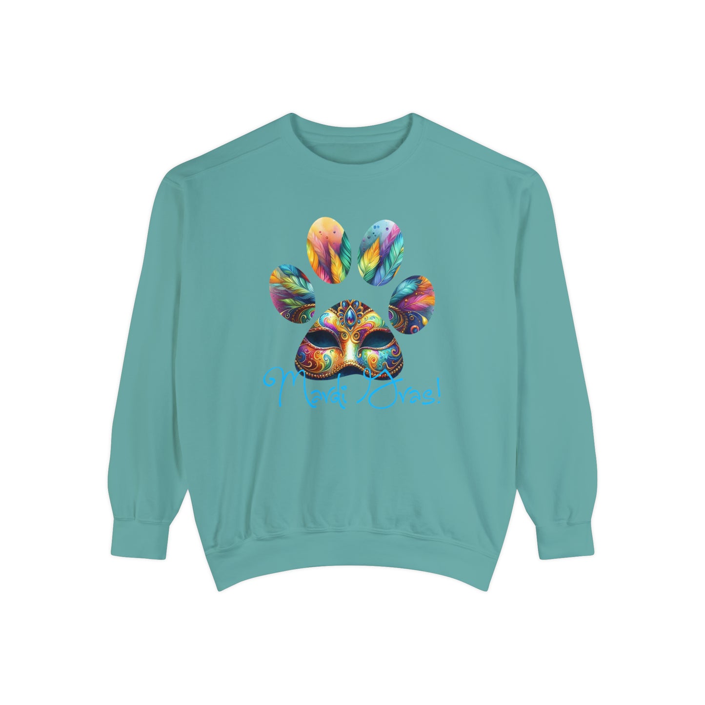 Mardi Gras Paw Print Unisex Garment-Dyed Sweatshirt