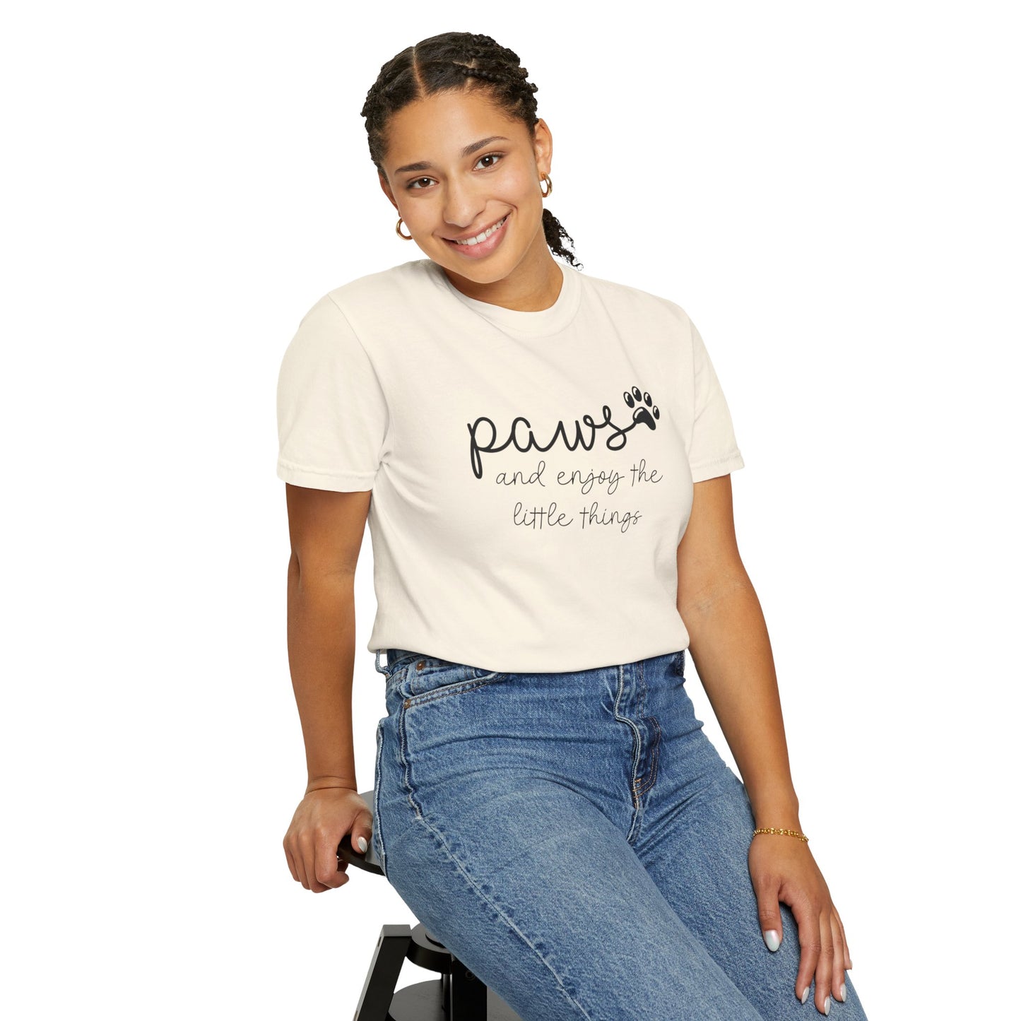 Paws and Enjoy the Little Things Unisex Garment-Dyed T-shirt