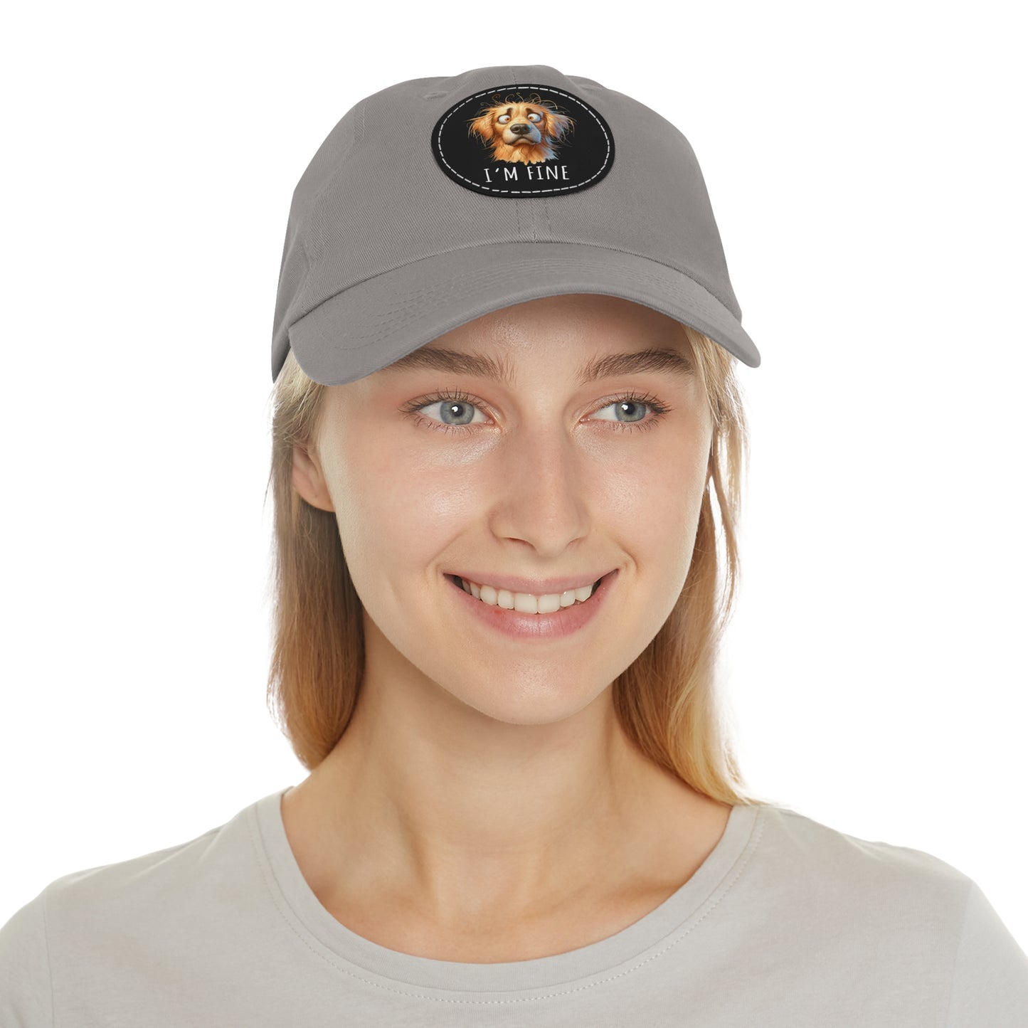 I'm Fine Funny Golden Retriever Hat with Leather Patch