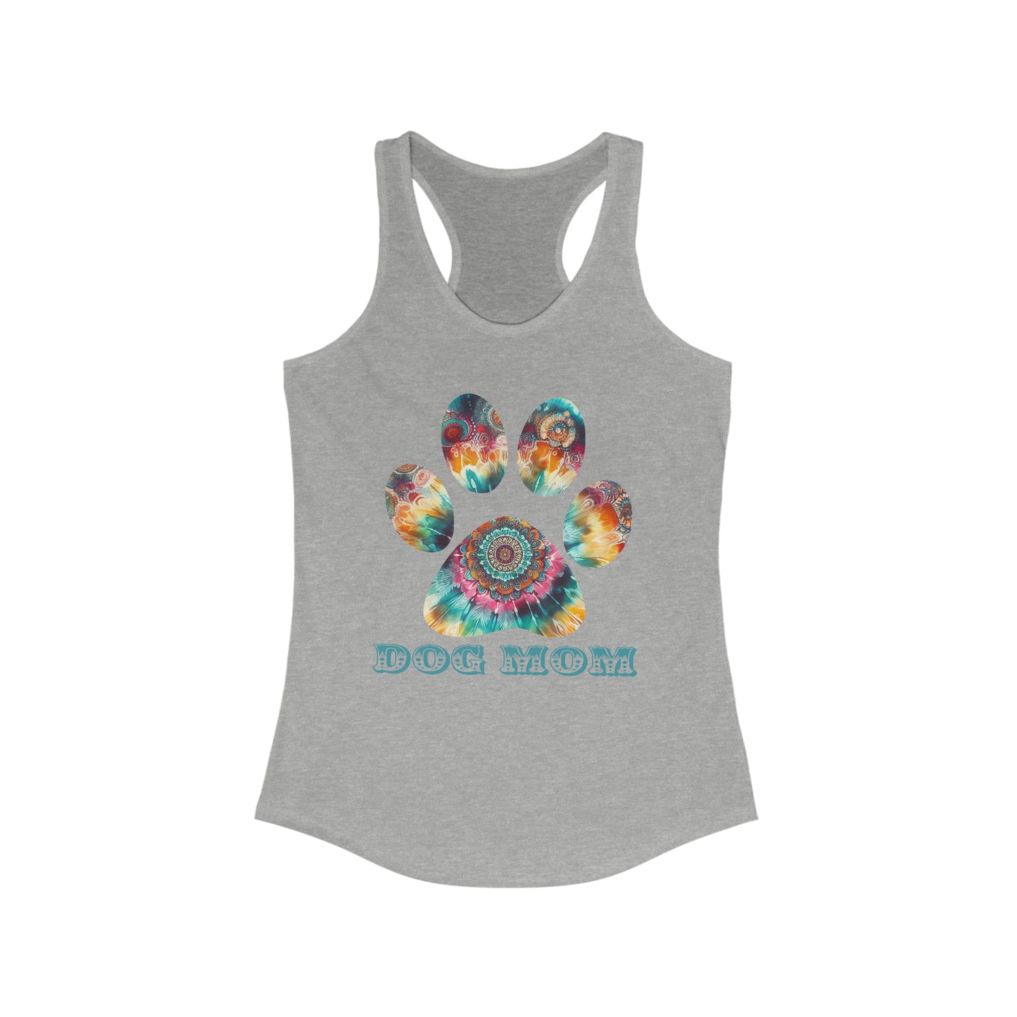 Tye Dye Paw Print Dog Ideal Racerback Tank, Dog Mom Tee Shirt, Gifts For Dog Lovers, Fur Moms, Summer Style Animal Shirt