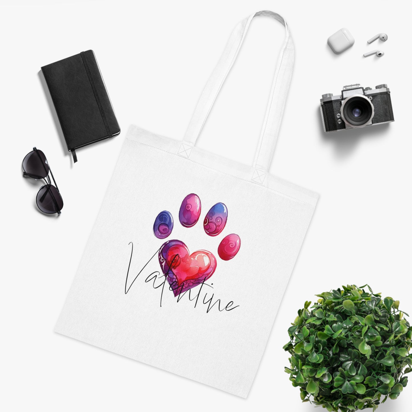 Paw Print Heart Tote Bag, Valentine Tote Bag, Love Tote Bag, Valentine Gift for Animal Lover, Cute Valentine Tote, Valentine Bag,