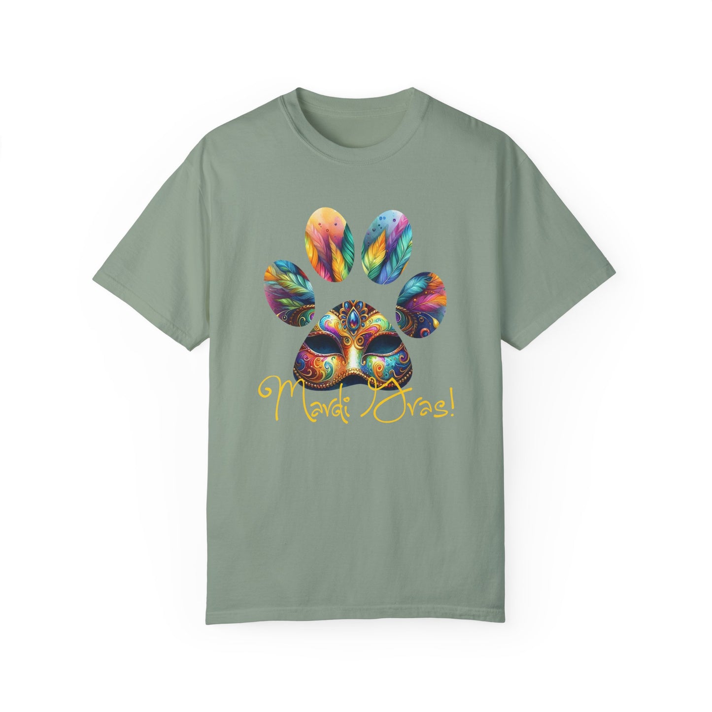 Mardi Gras Paw Print Unisex Garment-Dyed T-shirt