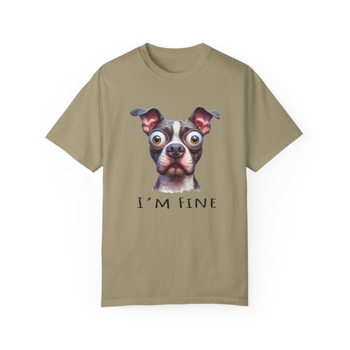 I'm Fine Funny Pit Bull Terrier Tee , American Bully Shirt , Unisex Pittie Garment Dyed Tee Shirt