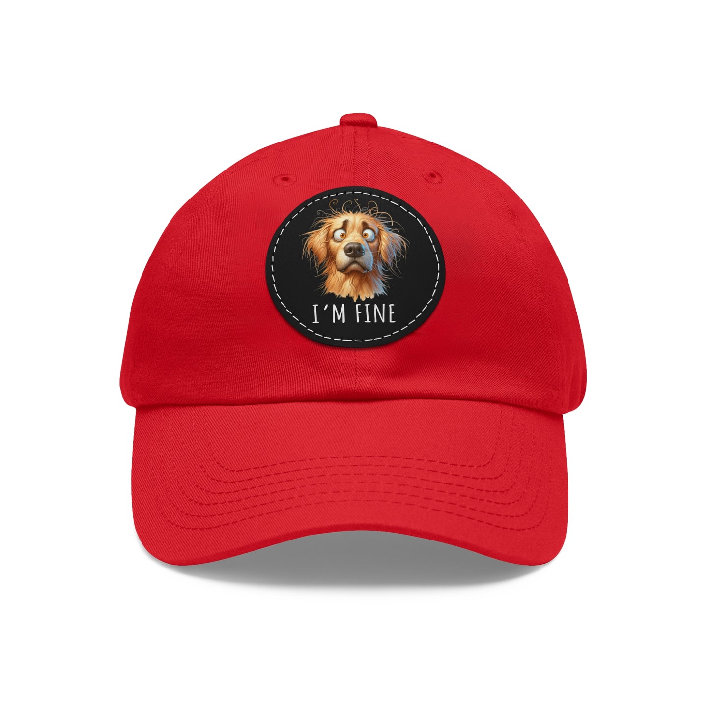 I'm Fine Funny Golden Retriever Hat with Leather Patch