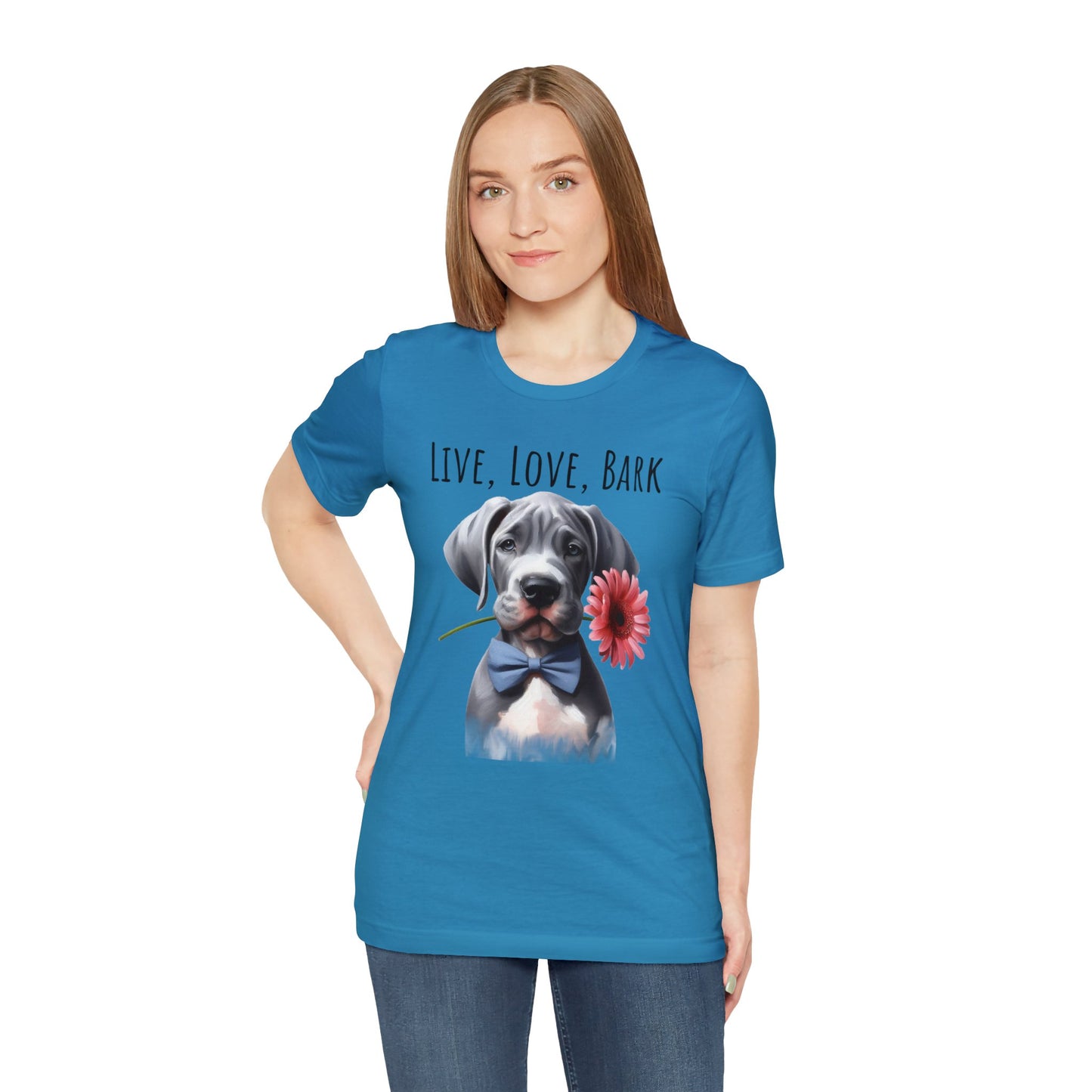 Live Love Bark Great Dane Puppy Unisex Jersey Short Sleeve Tee