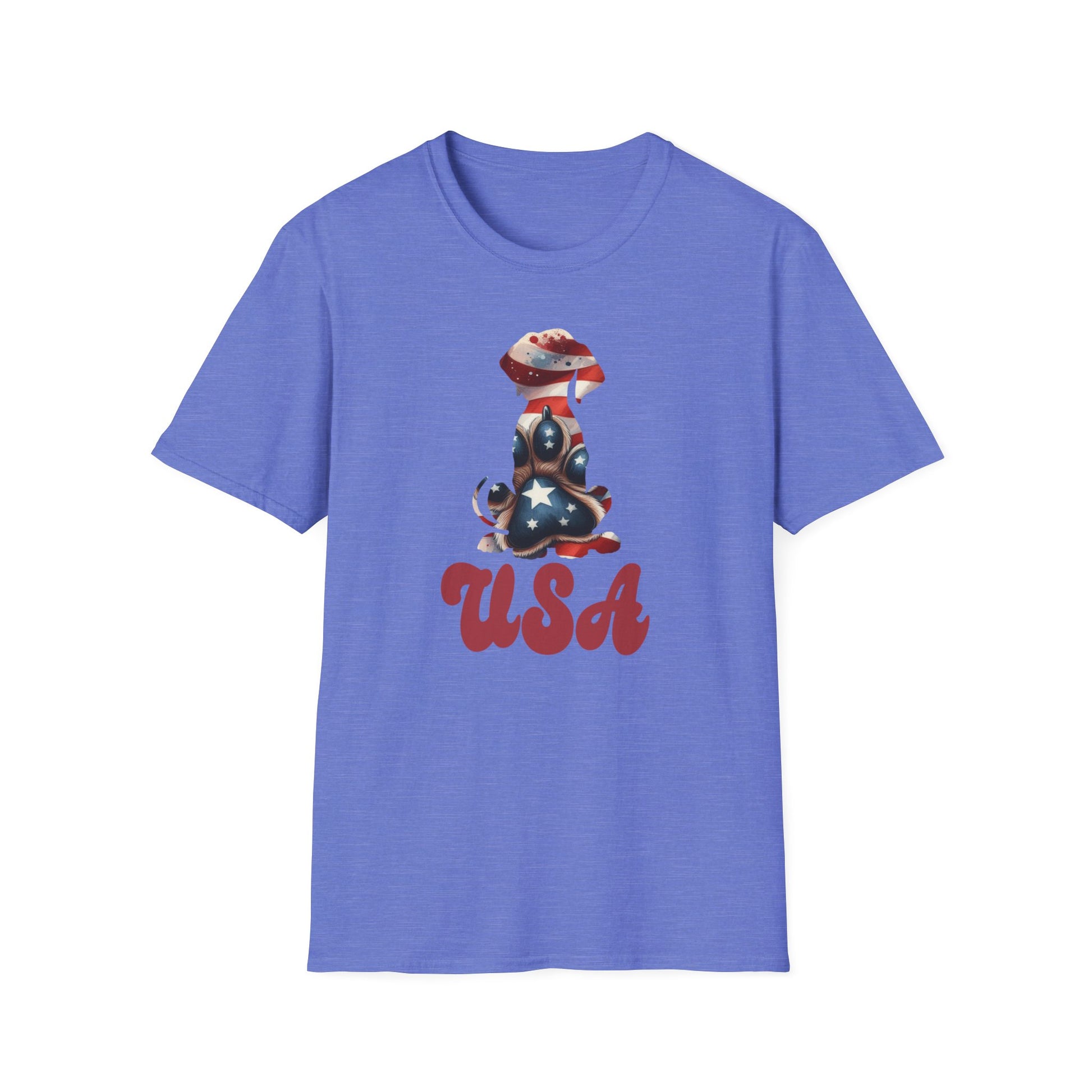 USA Patriotic Dog Unisex Softstyle T-Shirt - Four More Paws