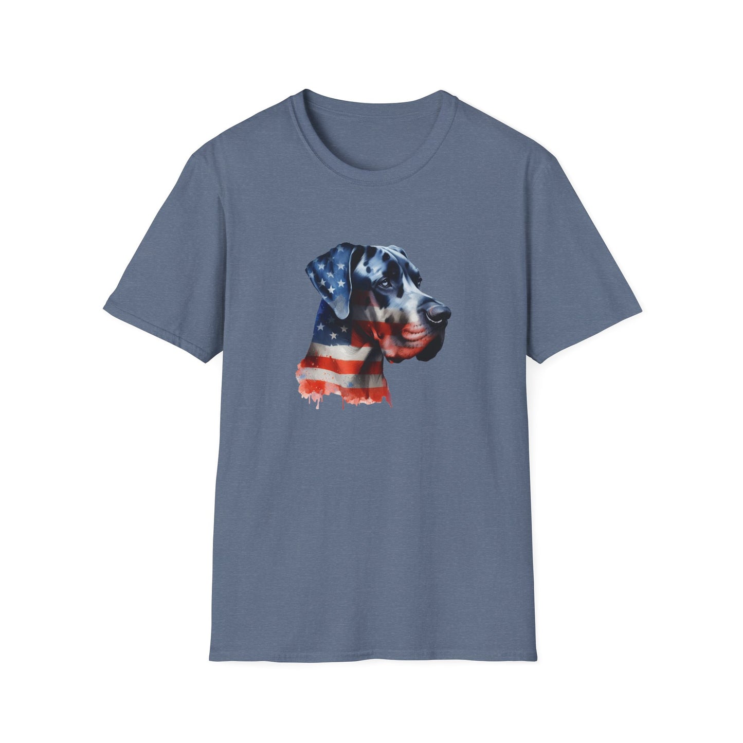 Patriotic Great Dane Unisex Softstyle T-Shirt - Four More Paws