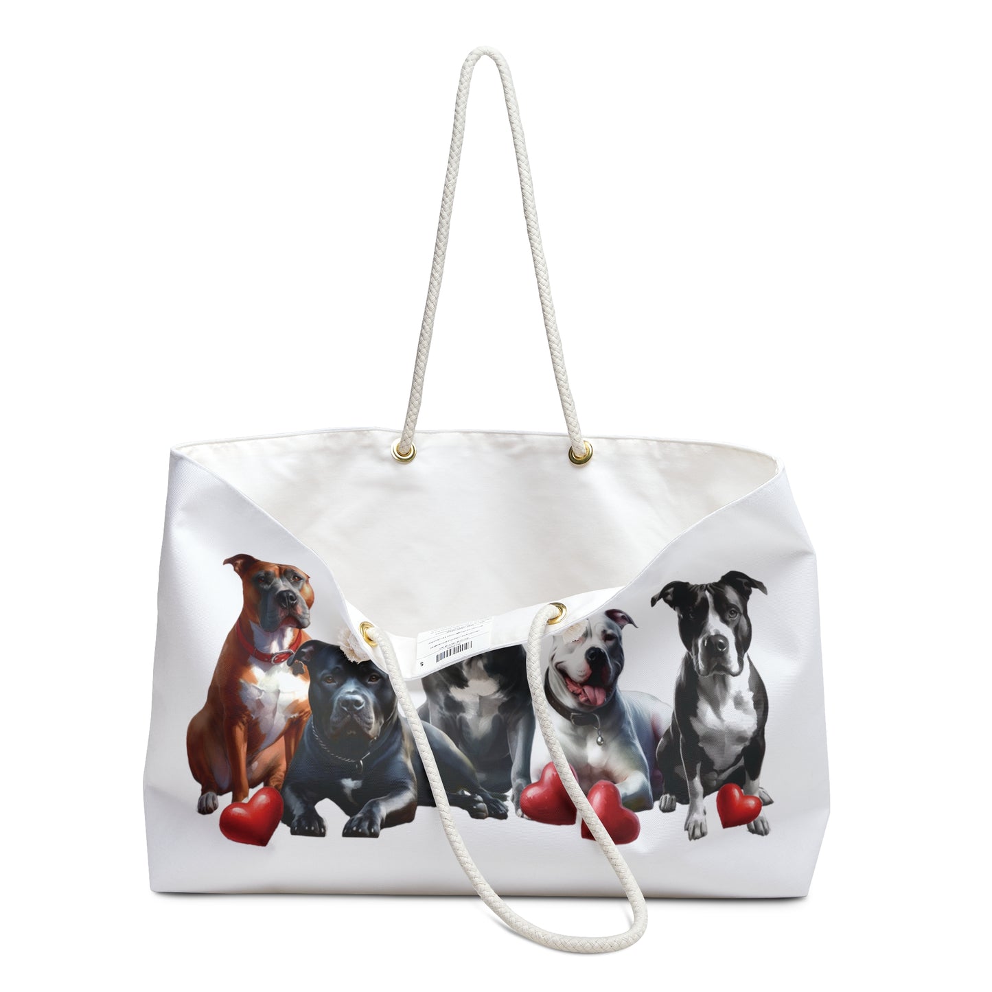 Valentines Pitbull Dog Mom Weekender Tote Bag, Pit Bull Tote Bag Canvas, Pitbull Gifts for Dog Lovers, Pit Bull Mom Gift Weekender Bag