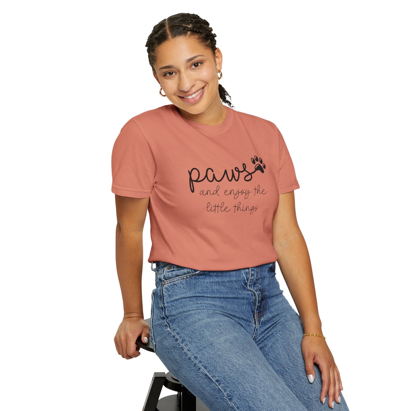 Paws and Enjoy the Little Things Unisex Garment-Dyed T-shirt