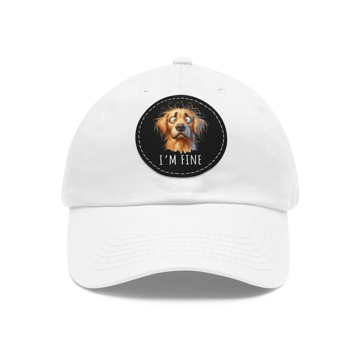 I'm Fine Funny Golden Retriever Hat with Leather Patch