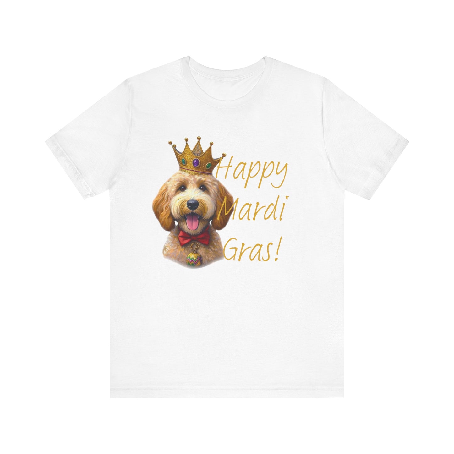 Golden Doodle Happy Mardi Gras Tee Shirt, Dog mom Mardi Gras tee, New Orleans Mardi Gras Parade Shirt, Mardi Gras Lover, NOLA Tee Shirt