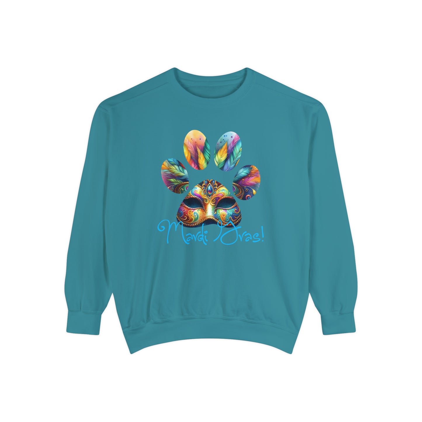 Mardi Gras Paw Print Unisex Garment-Dyed Sweatshirt