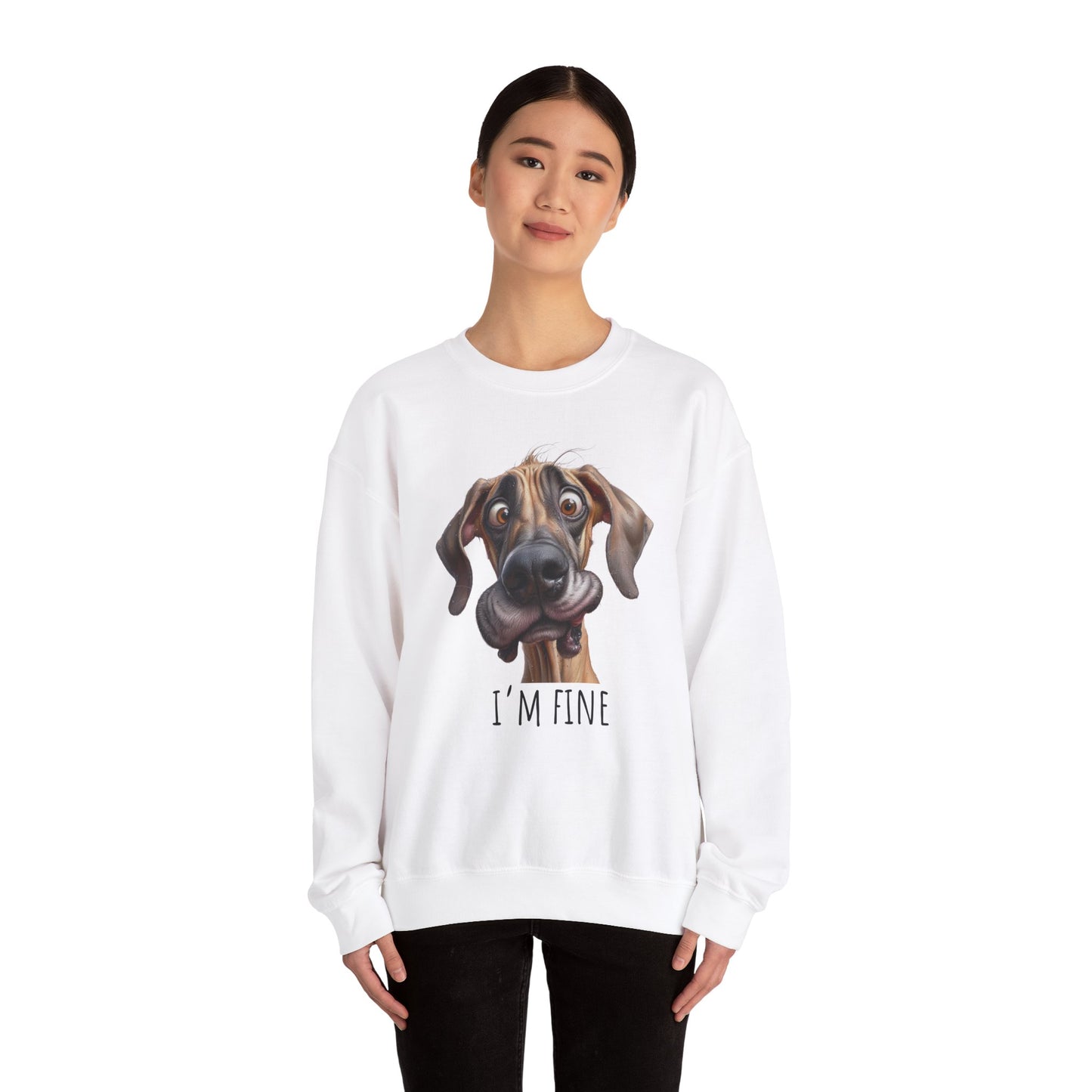 I'm Fine Funny Fawn Unisex Heavy Blend™ Crewneck Sweatshirt