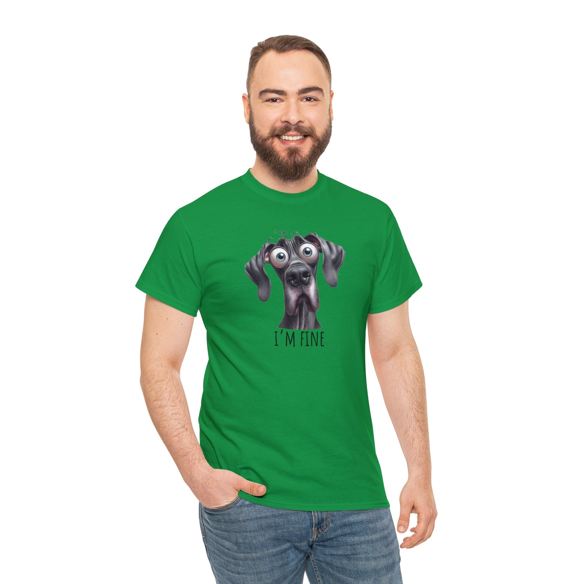 I'm Fine Great Dane Unisex Heavy Cotton Tee - Four More Paws