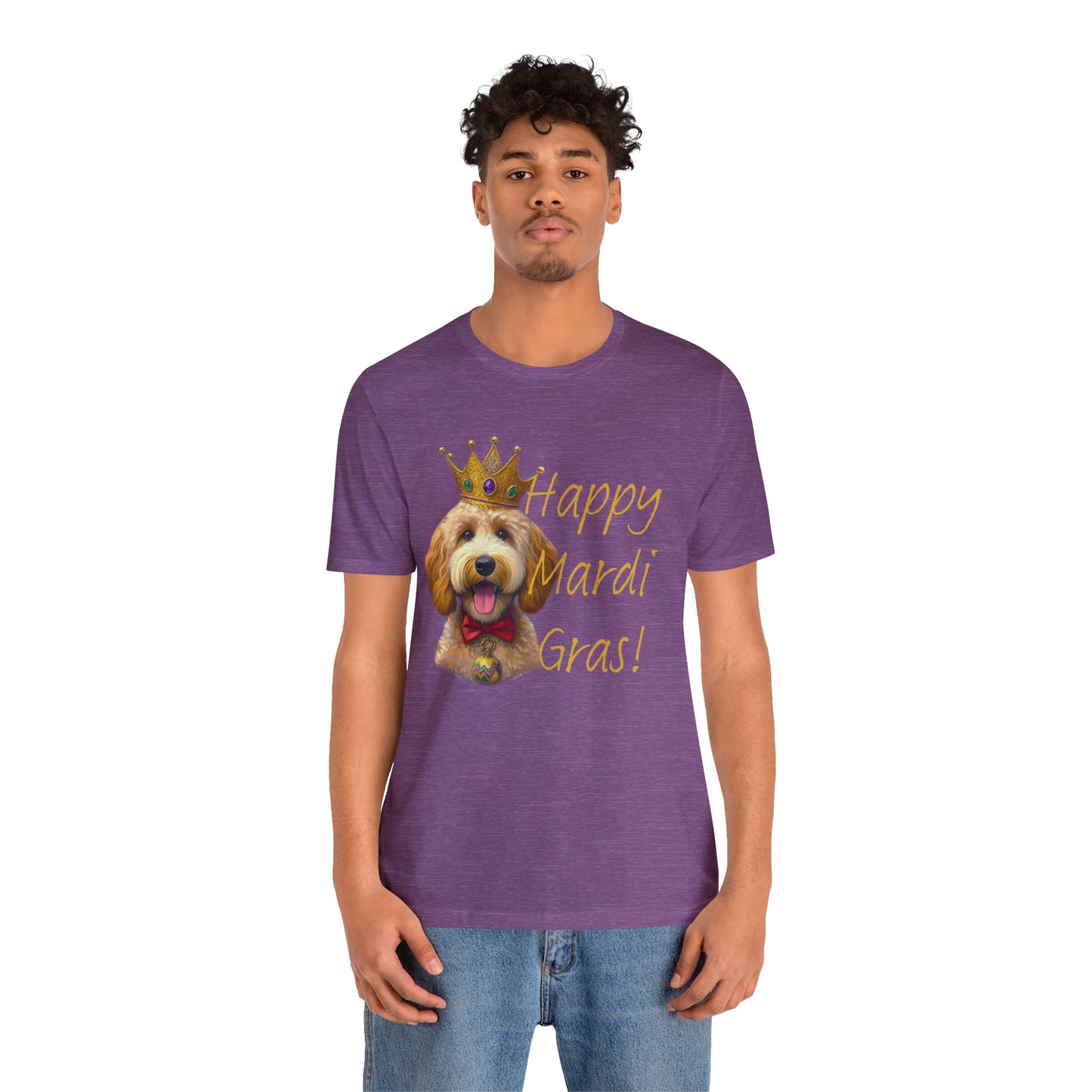 Golden Doodle Happy Mardi Gras Tee Shirt, Dog mom Mardi Gras tee, New Orleans Mardi Gras Parade Shirt, Mardi Gras Lover, NOLA Tee Shirt