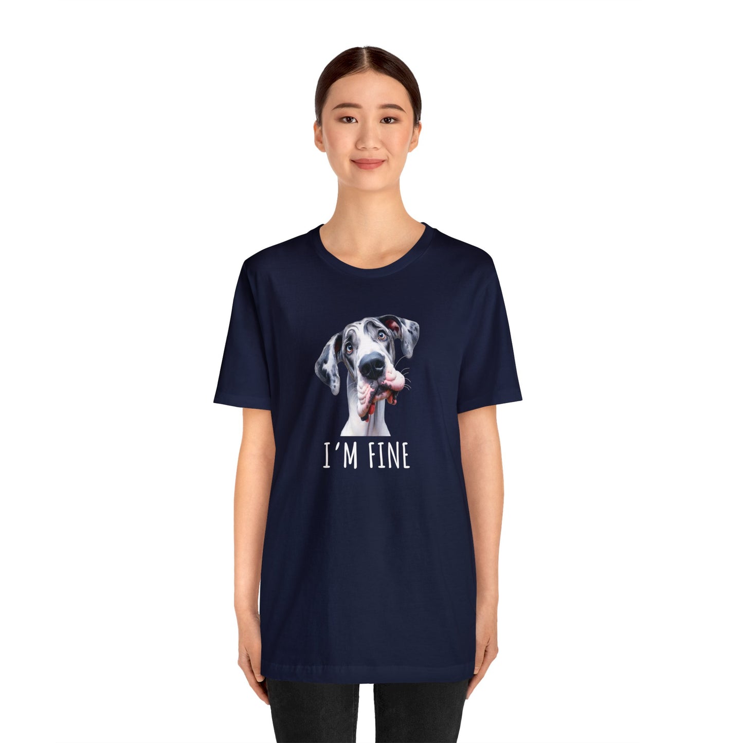 Harlequin Great Dane" I'm Fine" Sarcastic Tee