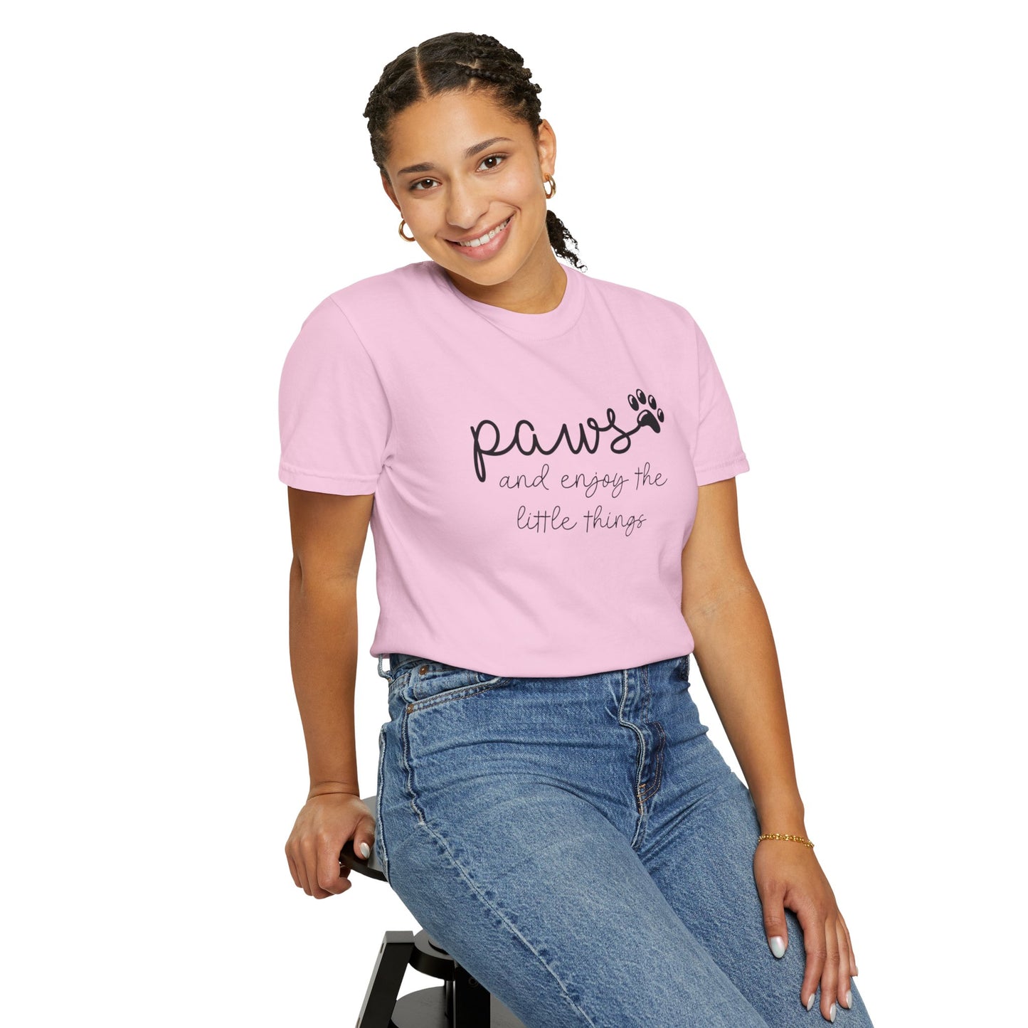 Paws and Enjoy the Little Things Unisex Garment-Dyed T-shirt