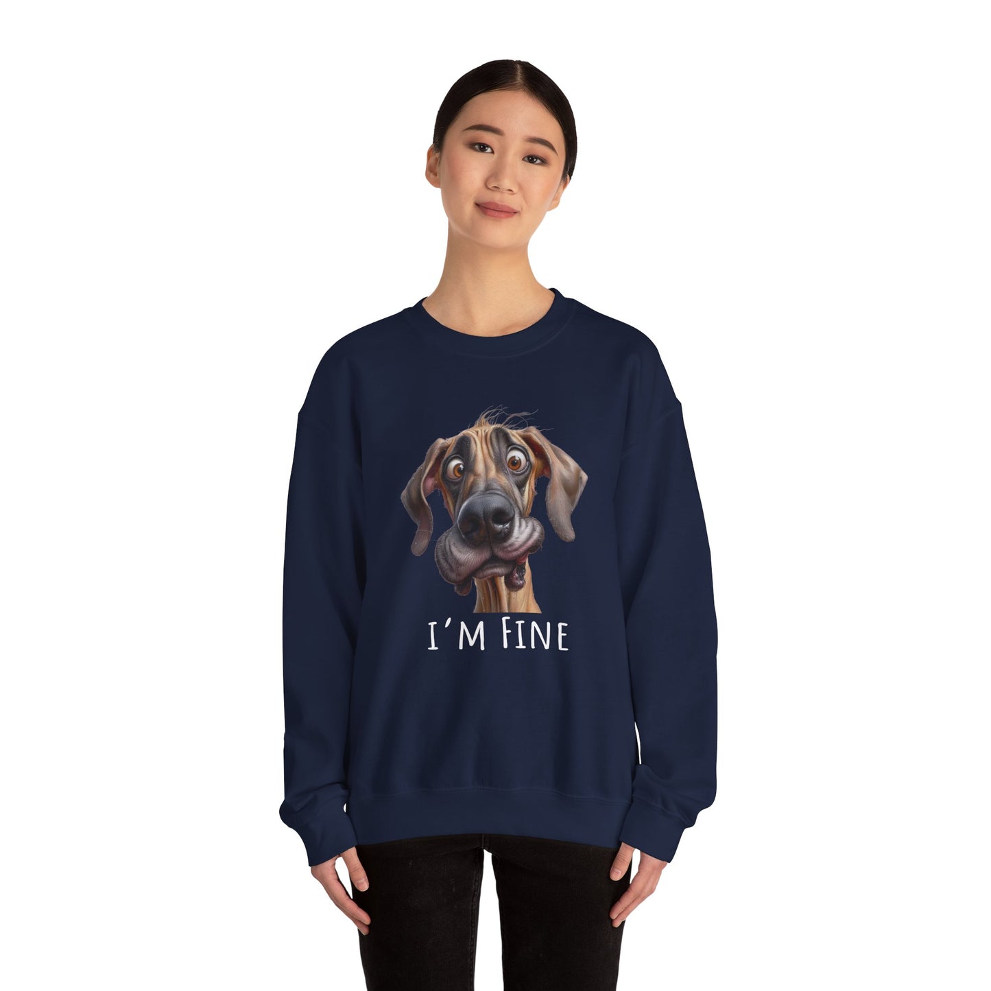 I'm Fine Funny Fawn Unisex Heavy Blend™ Crewneck Sweatshirt