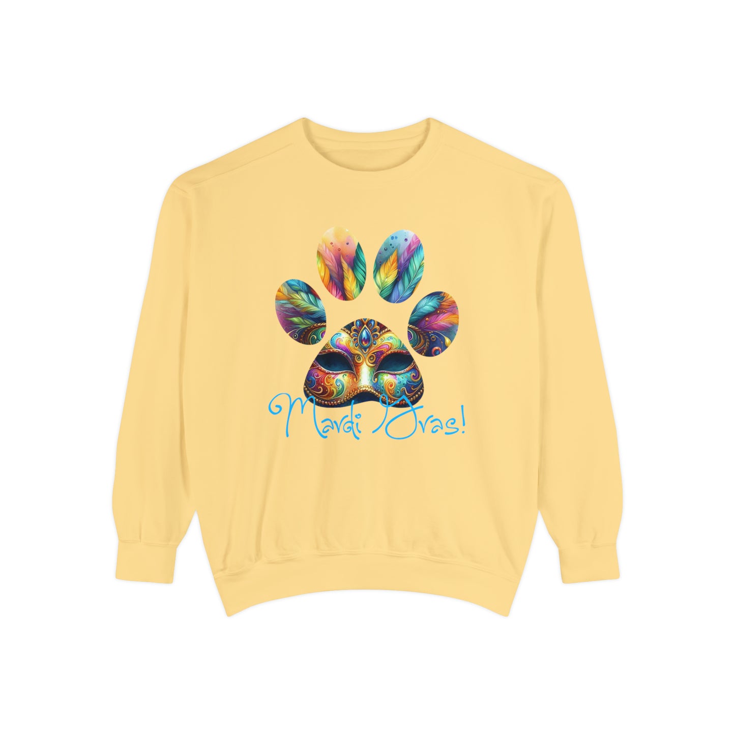 Mardi Gras Paw Print Unisex Garment-Dyed Sweatshirt