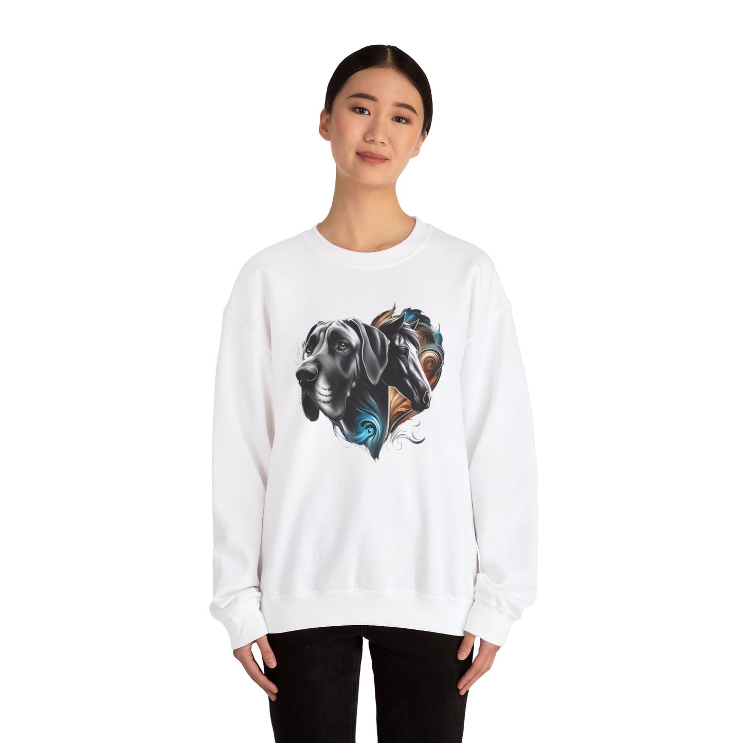 Great Dane with Horse Unisex Heavy Blend™ Crewneck Sweatshirt