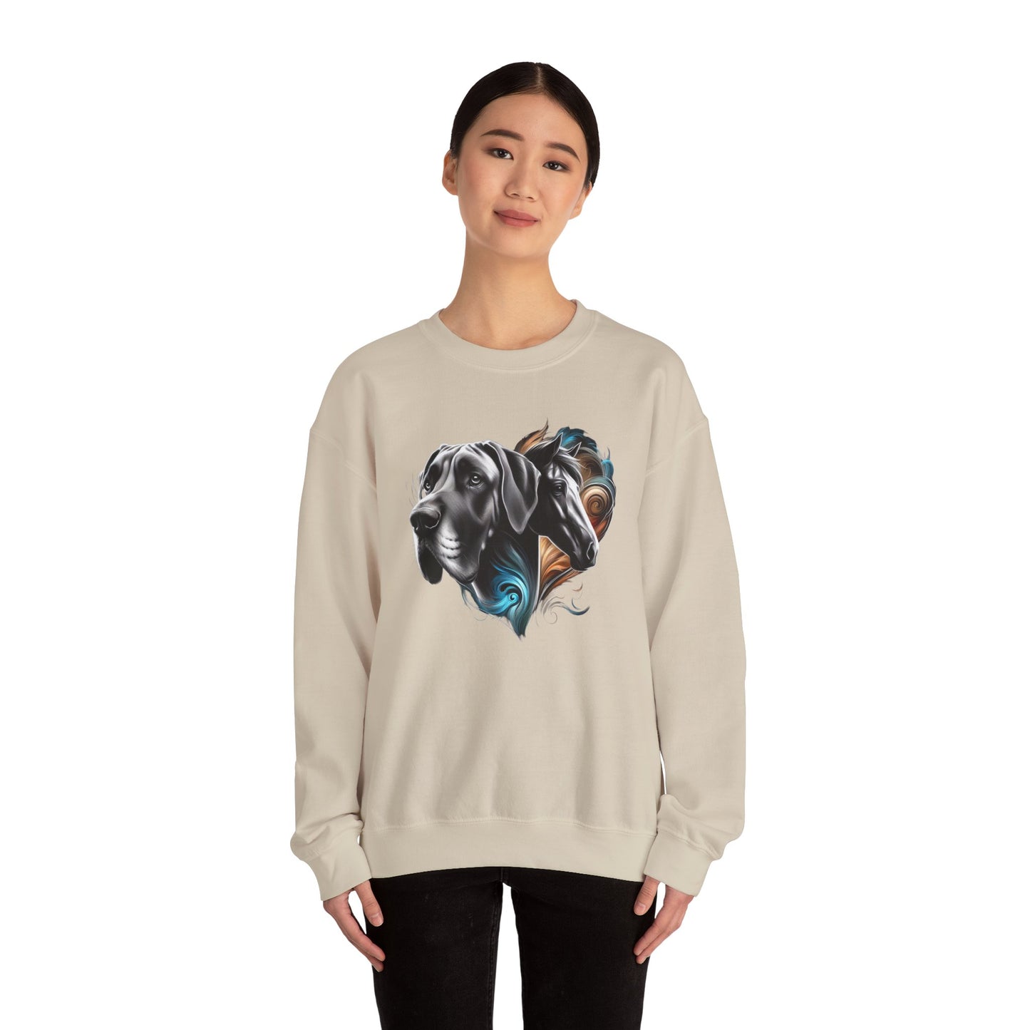 Great Dane with Horse Unisex Heavy Blend™ Crewneck Sweatshirt