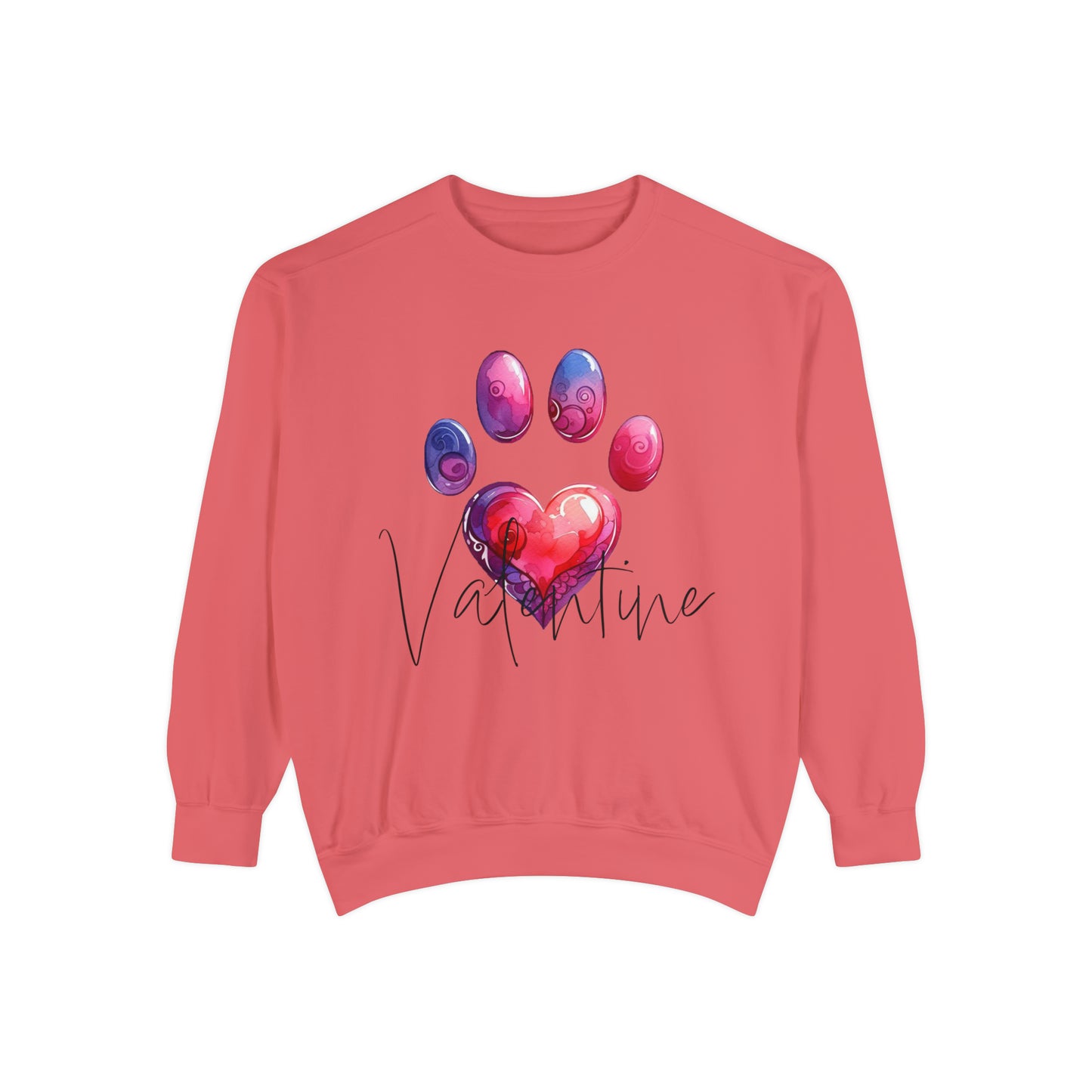 Valentine Paw Print Unisex Garment-Dyed Sweatshirt