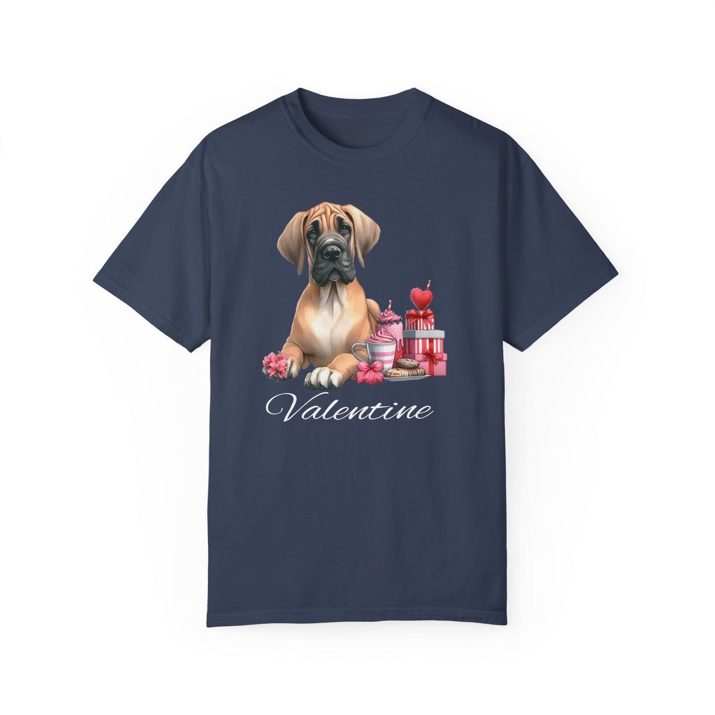 Fawn Great Dane Valentine Tee Shirt, Love Dog Shirt,Valentine Dog Tee ,Valentine Garment Dyed Dog Shirts, Great Dane Lovers, Dog Mom