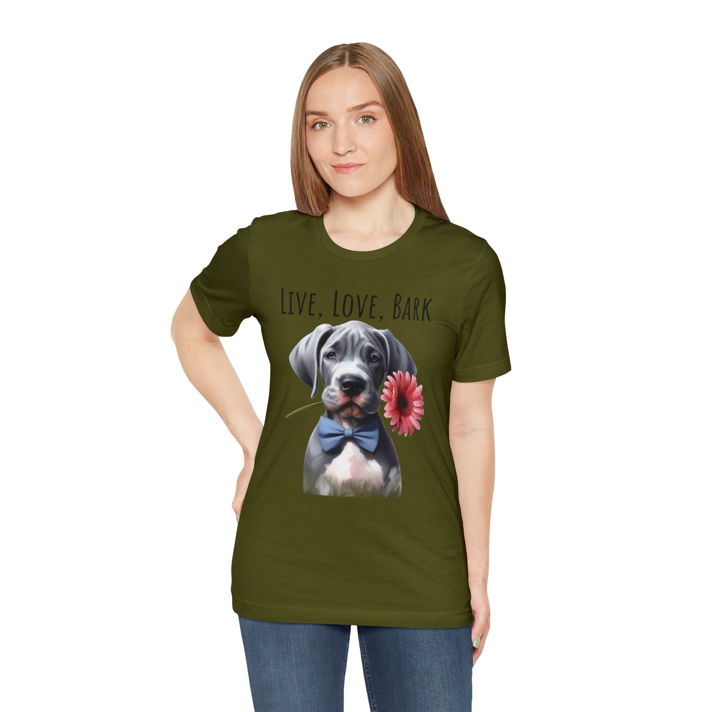 Live Love Bark Great Dane Puppy Unisex Jersey Short Sleeve Tee