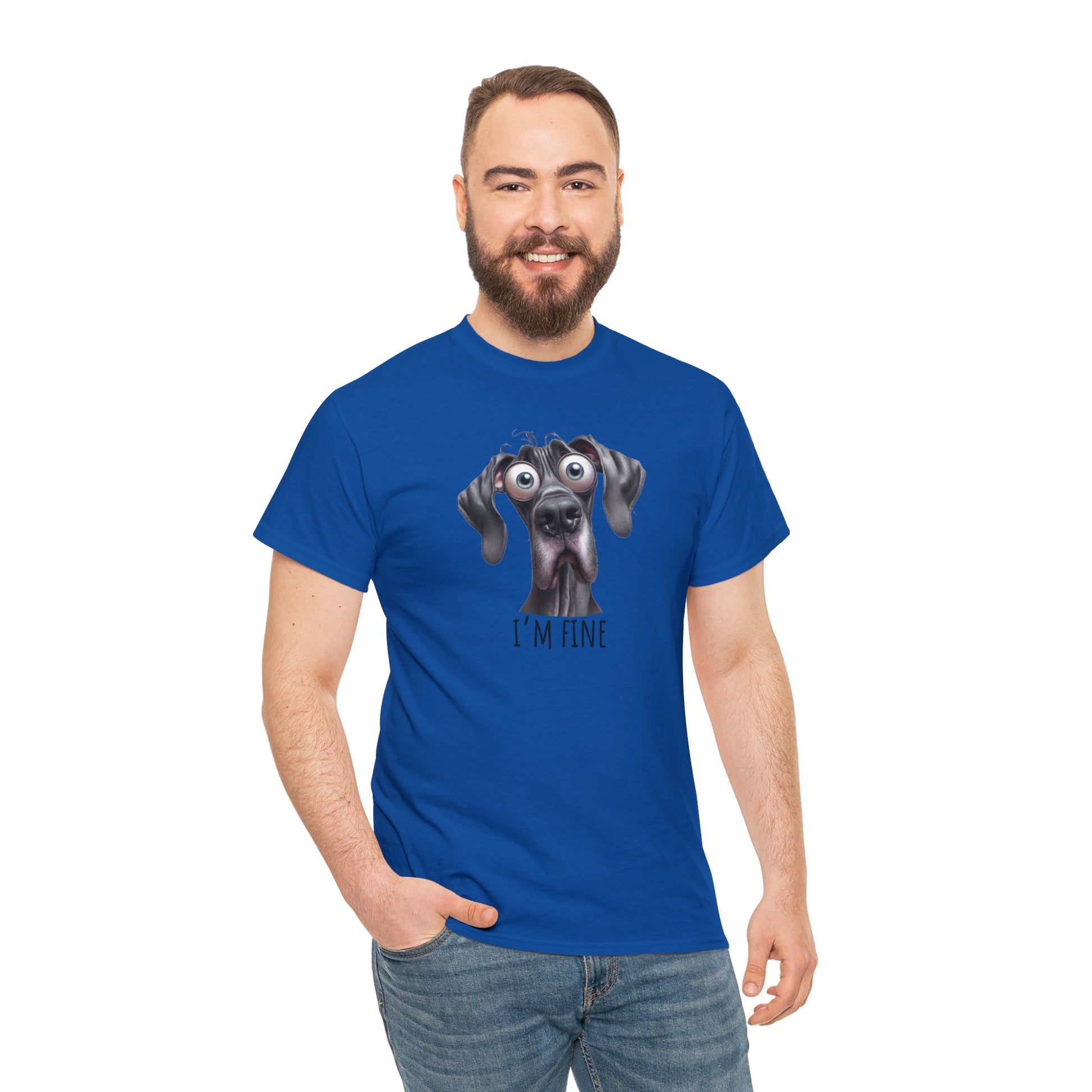 I'm Fine Great Dane Unisex Heavy Cotton Tee - Four More Paws