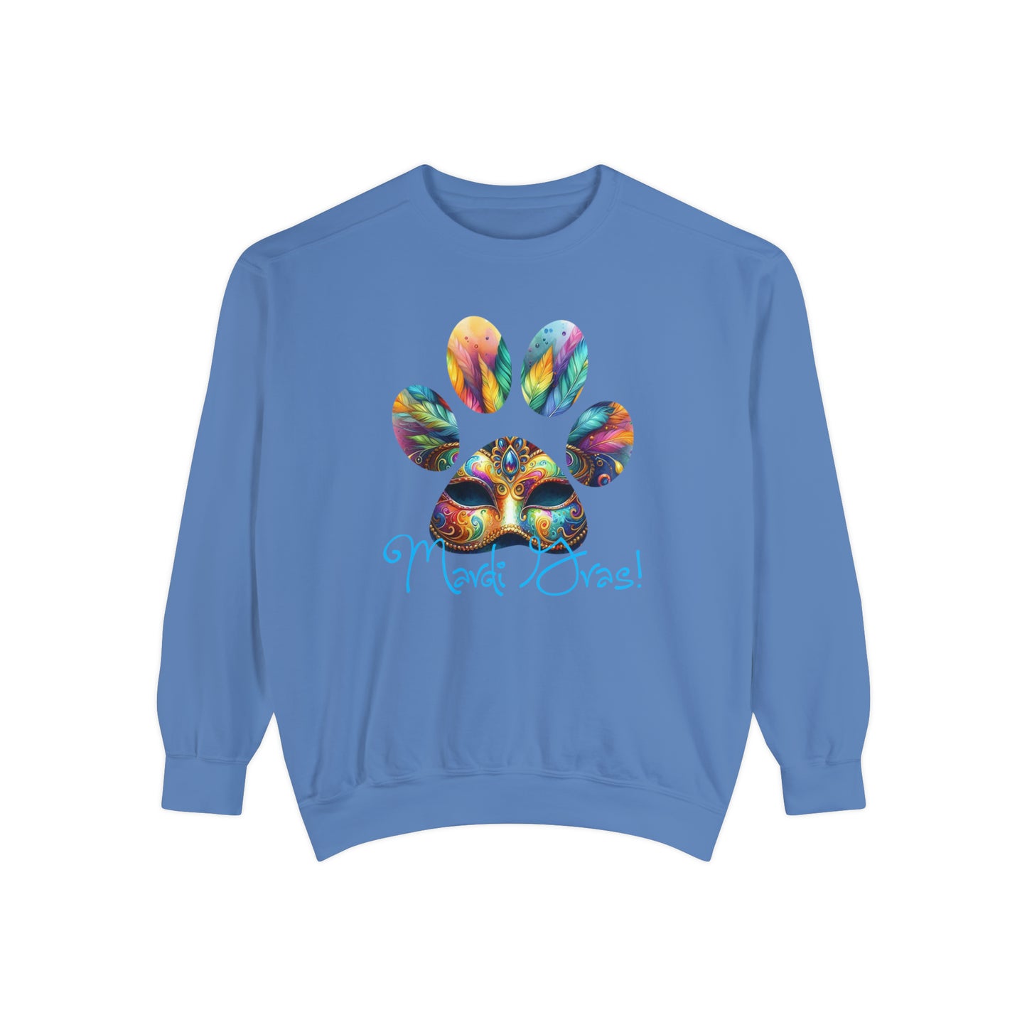 Mardi Gras Paw Print Unisex Garment-Dyed Sweatshirt