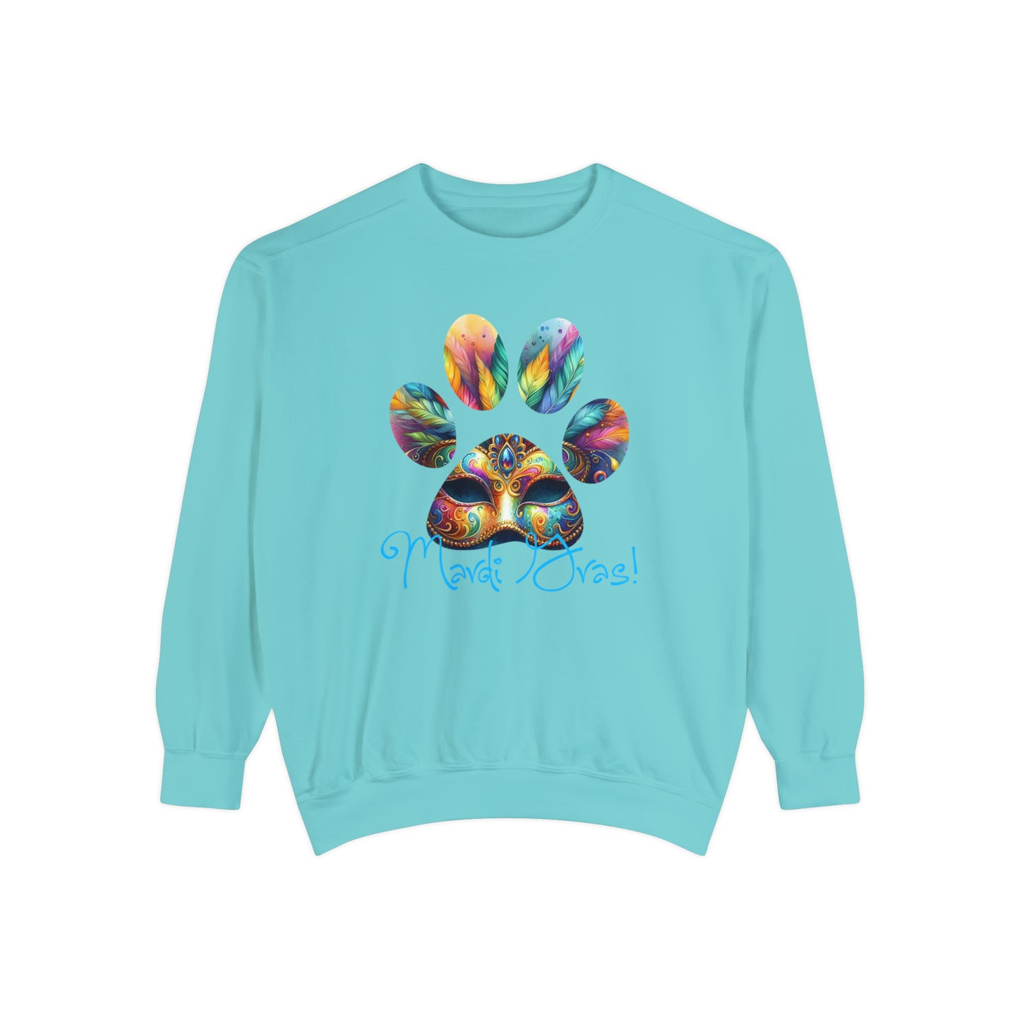 Mardi Gras Paw Print Unisex Garment-Dyed Sweatshirt