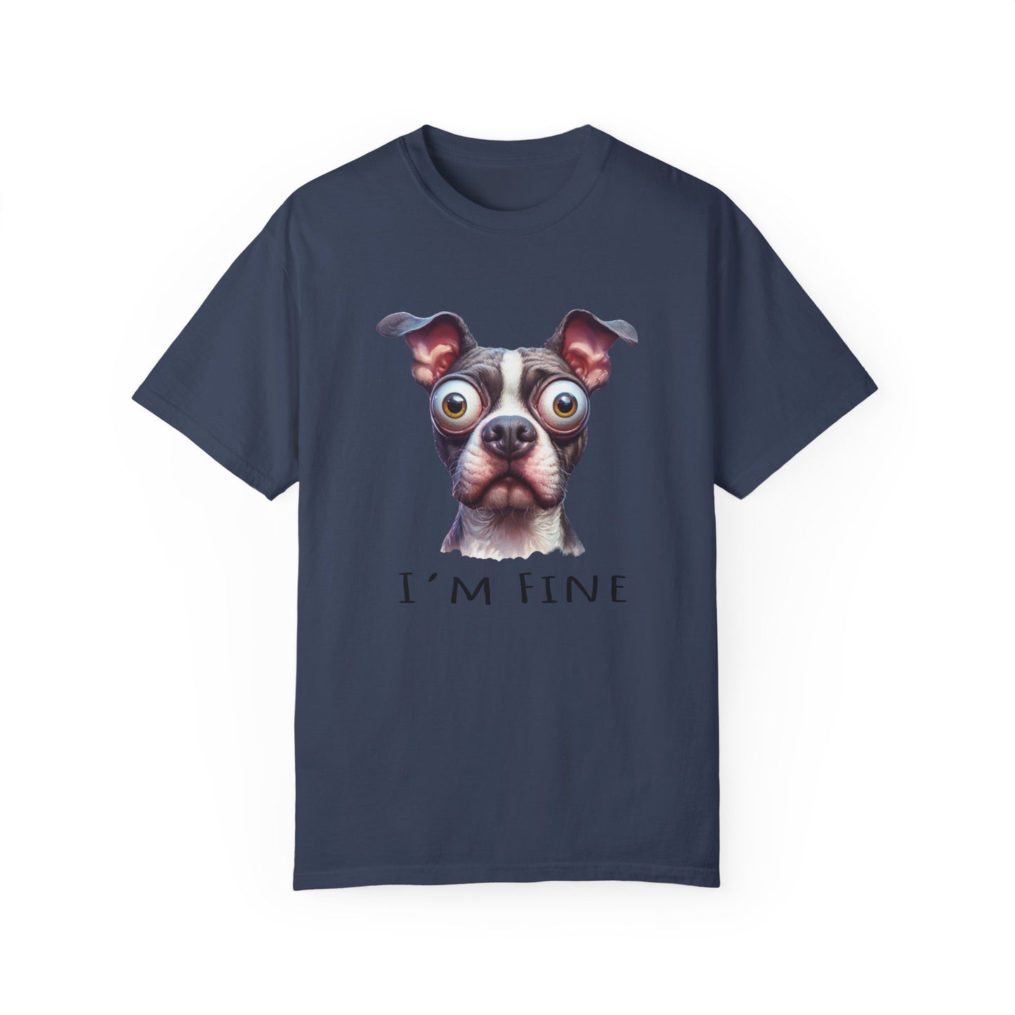 I'm Fine Funny Pit Bull Terrier Tee , American Bully Shirt , Unisex Pittie Garment Dyed Tee Shirt