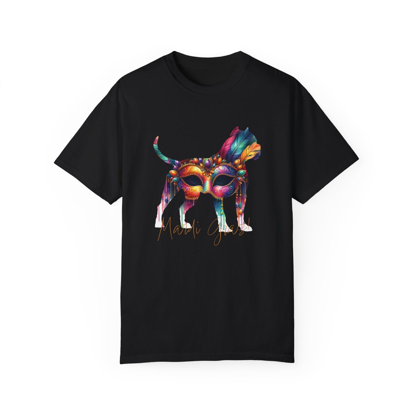 Pit Bull Mardi Gras Unisex Garment-Dyed T-shirt, Mardi Paws Parade, Gifts for Pit bull Lovers, Pitie Mom Mardi Gras Parade, Carnival Shirt