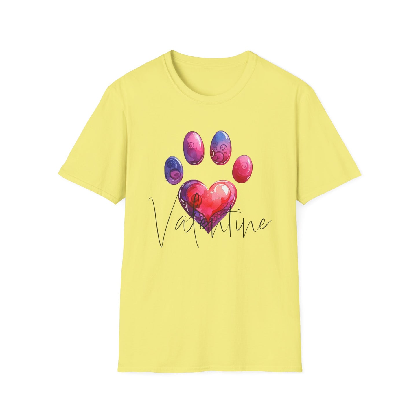 Valentine Pawprint Unisex Soft Style Tee-Shirt, XOXO V-Day Gift for Animal Lover, Dog Mom Gift, Valentine's Day Shirt