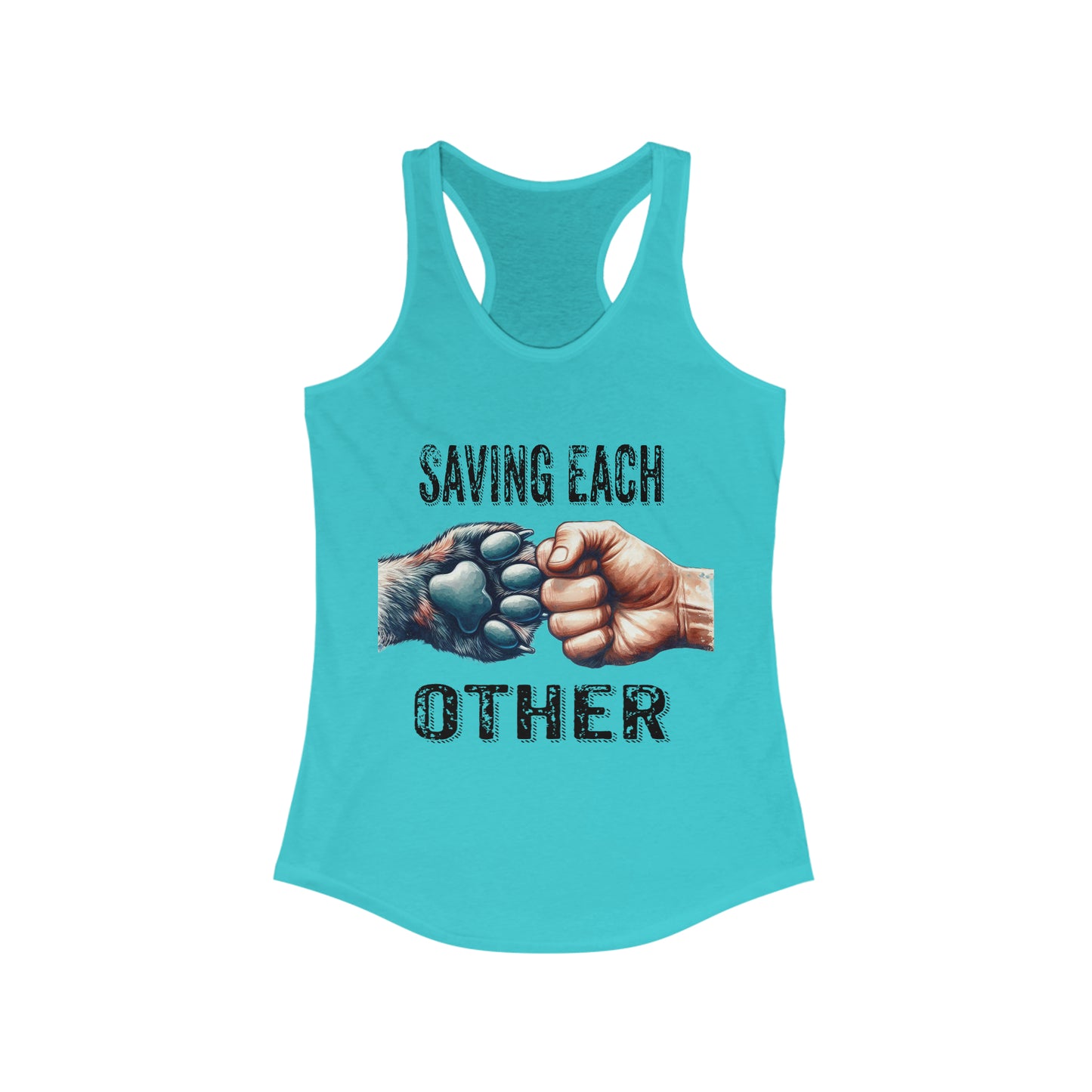 Dog Rescue Saving Each Other Women's Ideal Racerback Tank, Animal Rescue, Adopt, Foster