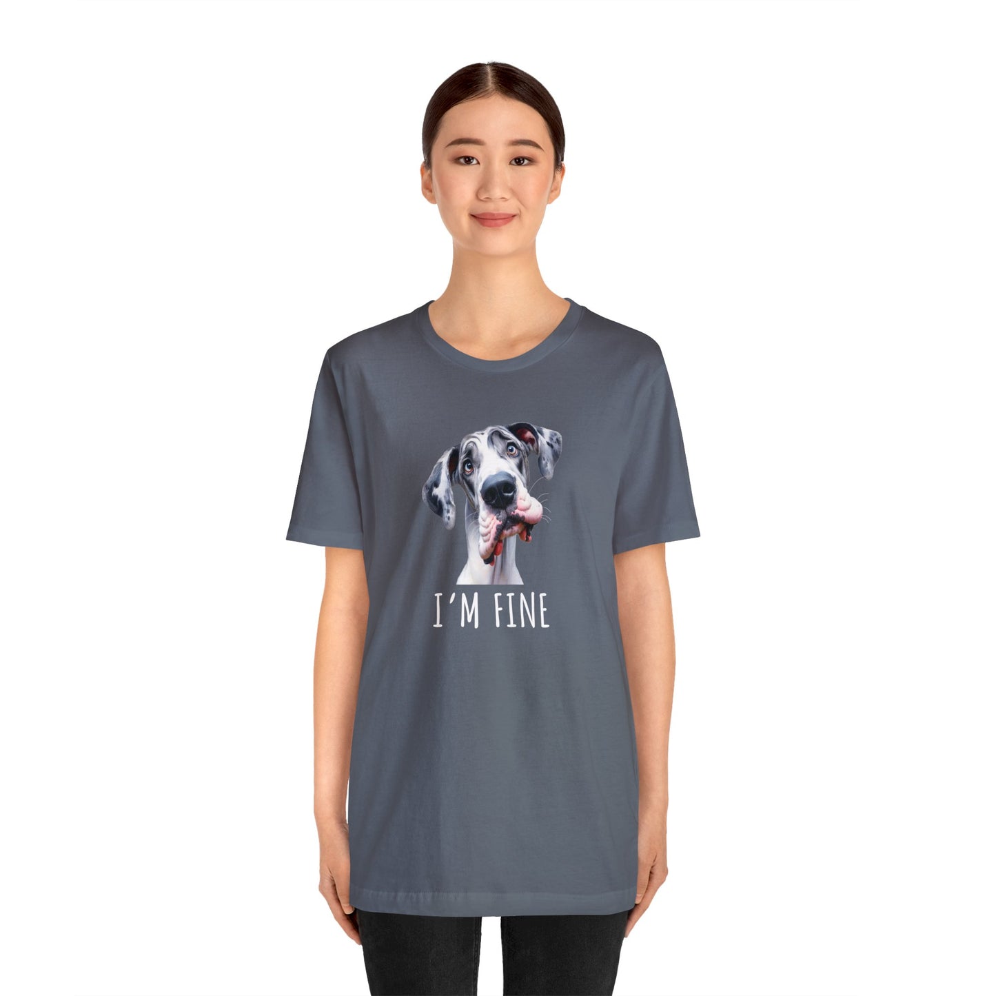 Harlequin Great Dane" I'm Fine" Sarcastic Tee