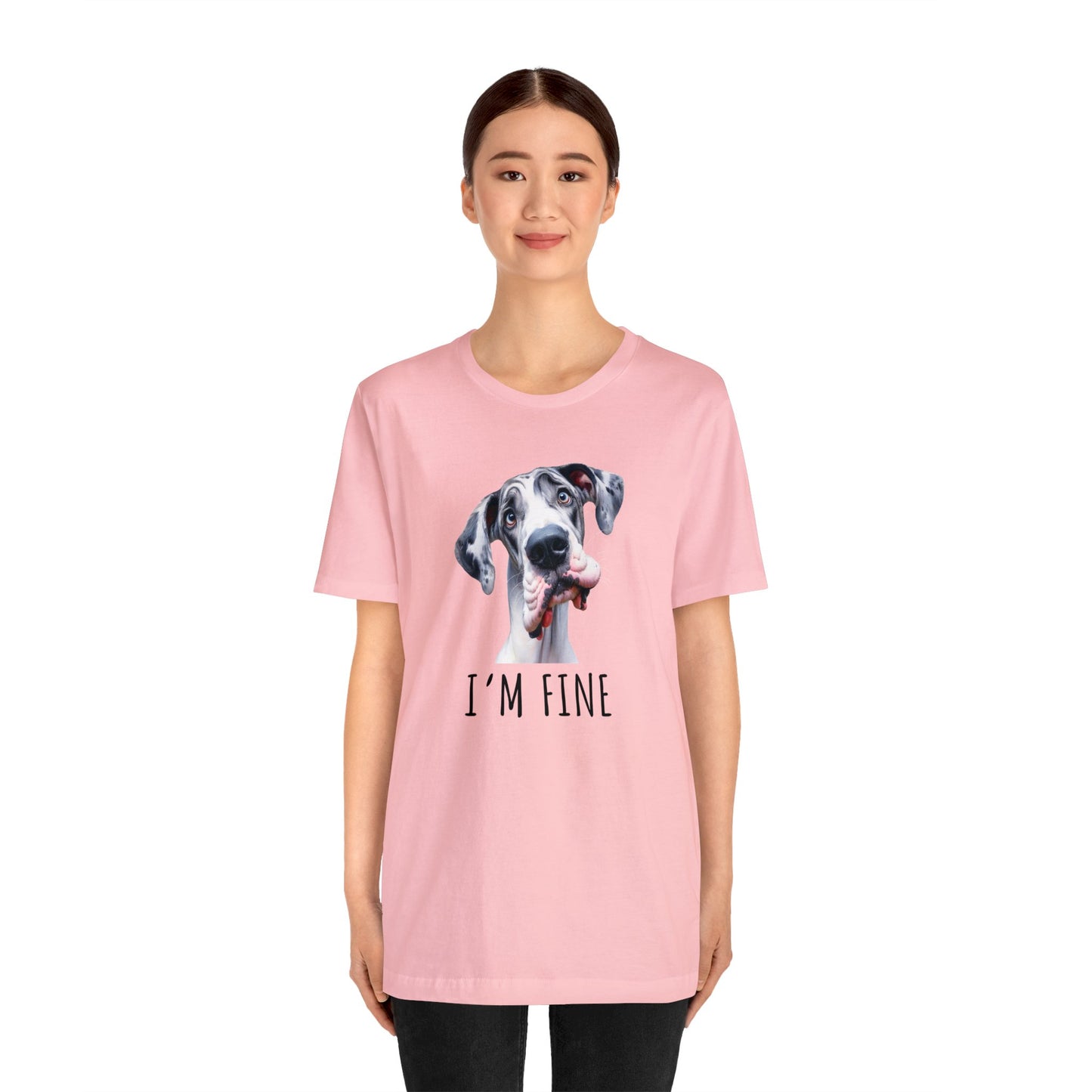 Harlequin Great Dane" I'm Fine" Sarcastic Tee