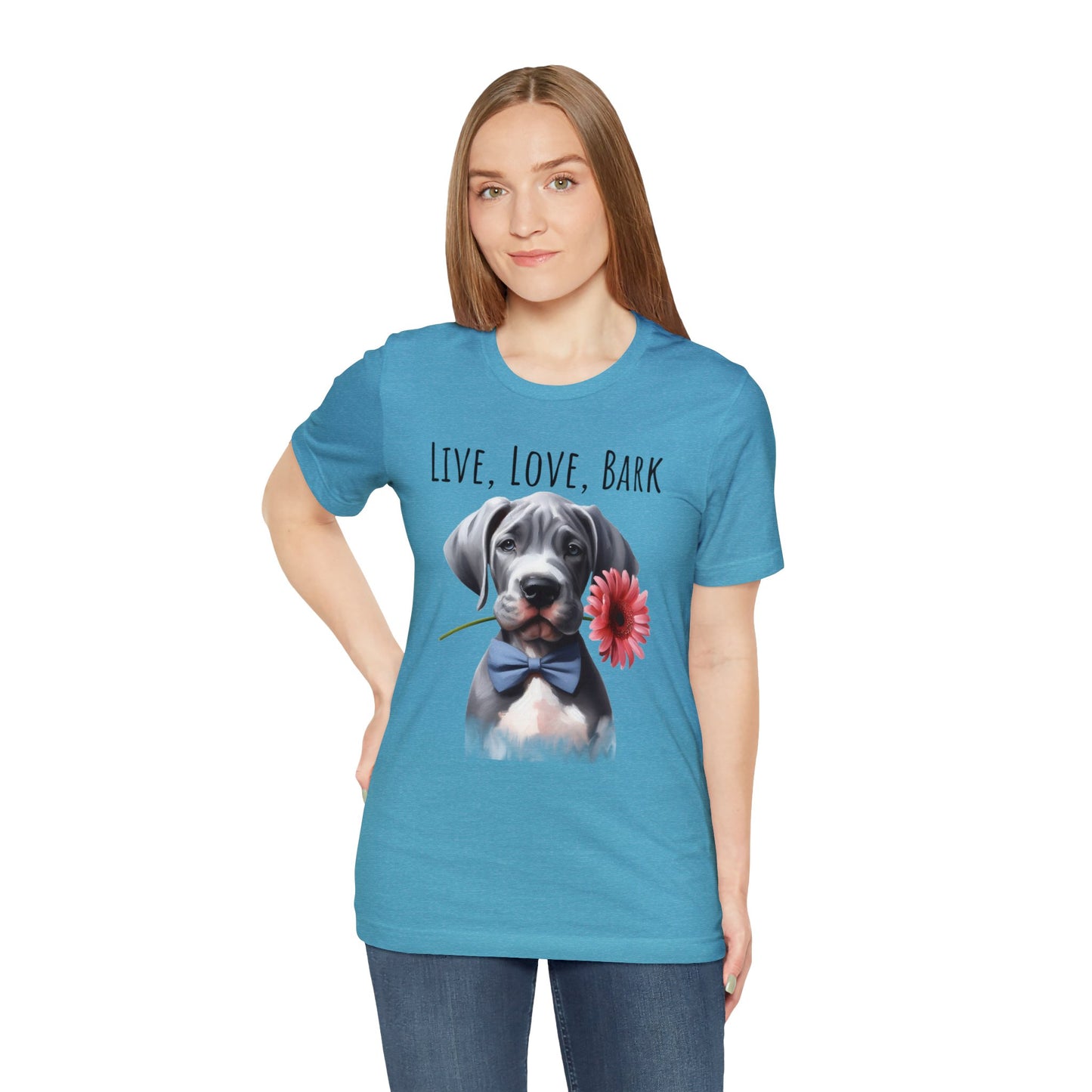 Live Love Bark Great Dane Puppy Unisex Jersey Short Sleeve Tee