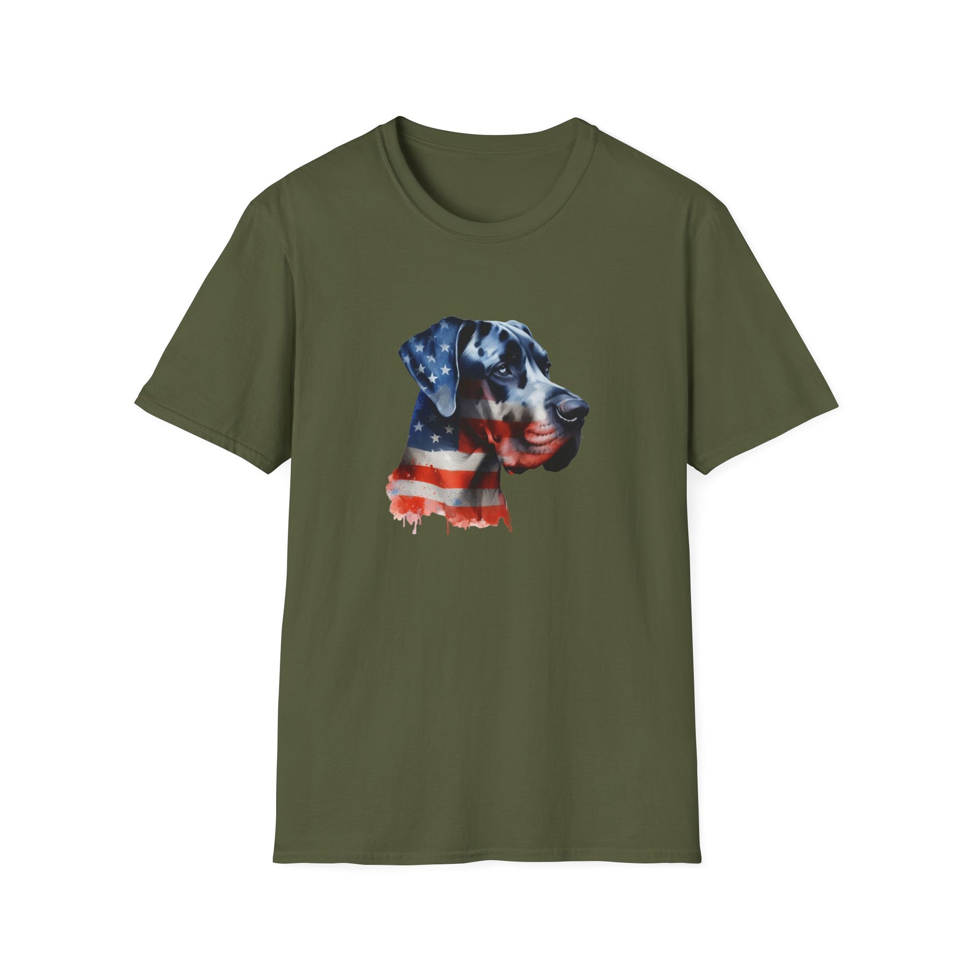 Patriotic Great Dane Unisex Softstyle T-Shirt - Four More Paws