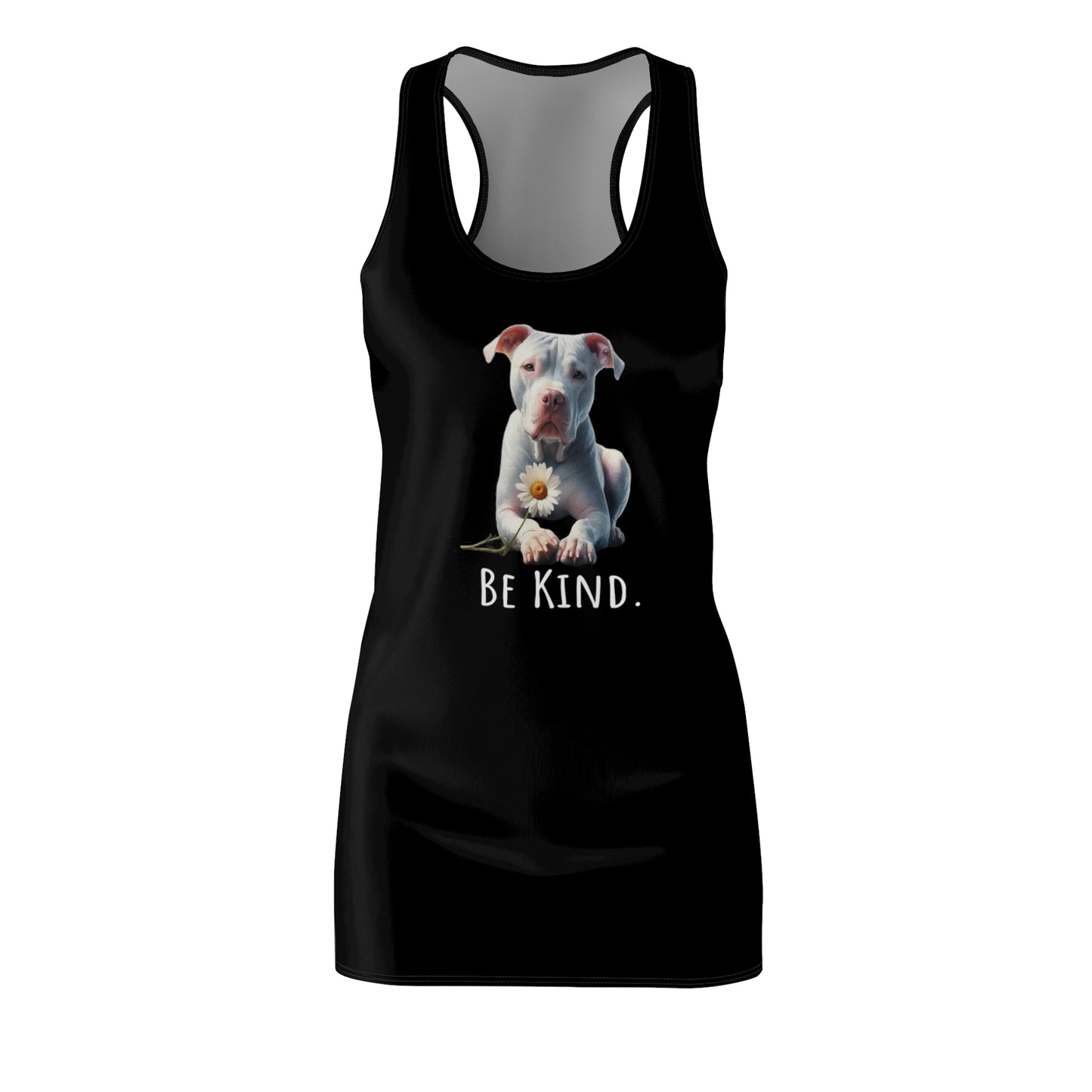 Be Kind Dog Mom Women's Cut & Sew Racerback Dress, White Pit Bull, Pittie Mom, Dog Advocate, Gifts for Dog Lover, Animal Rescue